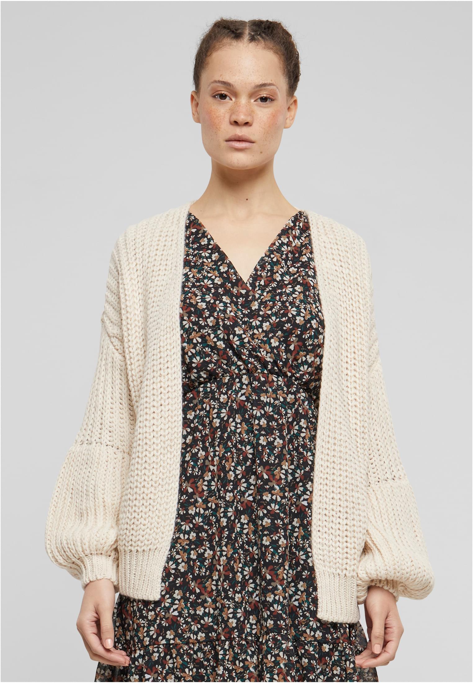 Cloud5ive Damen Grobstrick Cardigan mit Pufferärmeln beige L - alternate variant 1