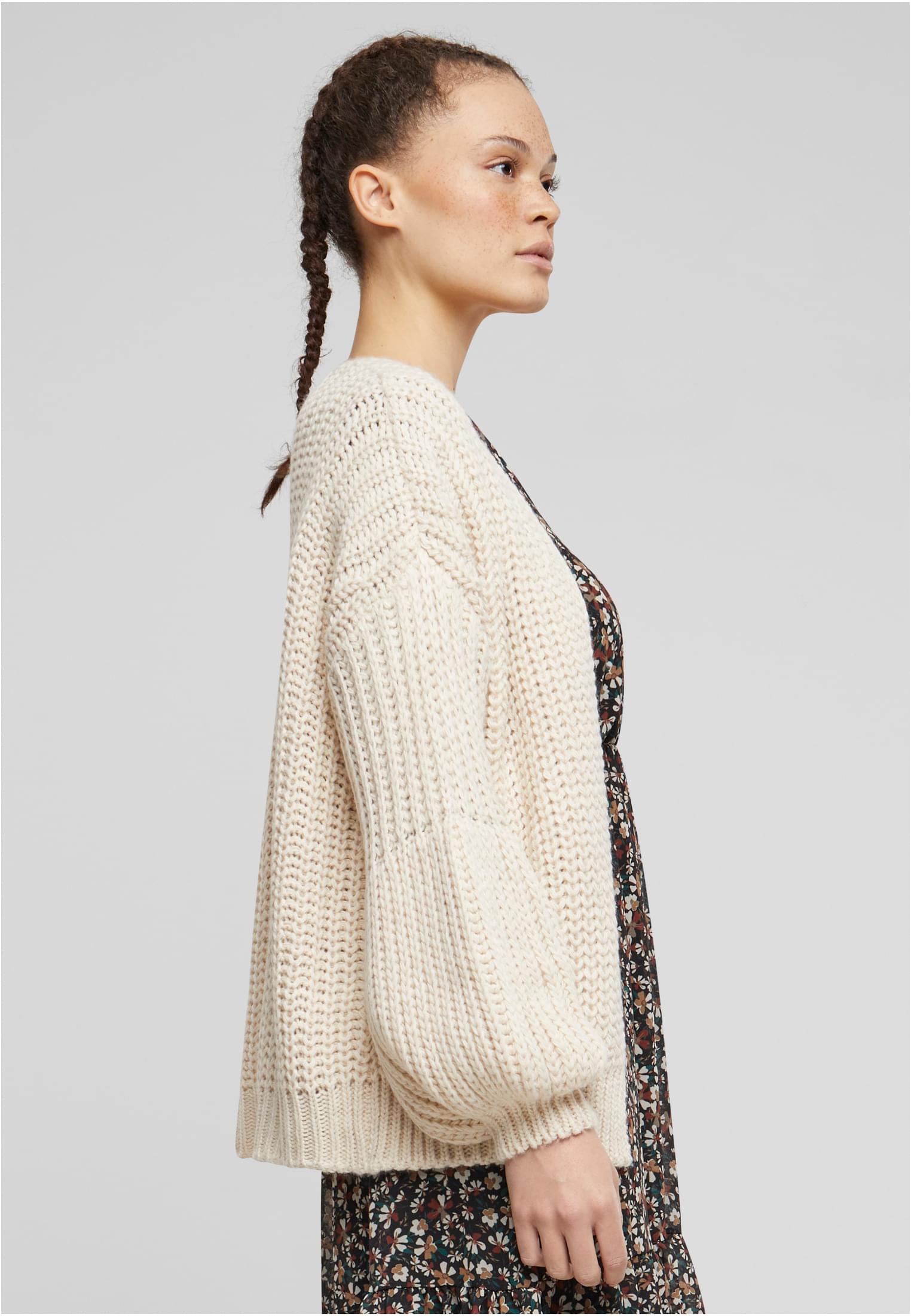 Cloud5ive Damen Grobstrick Cardigan mit Pufferärmeln beige L - variant image 3