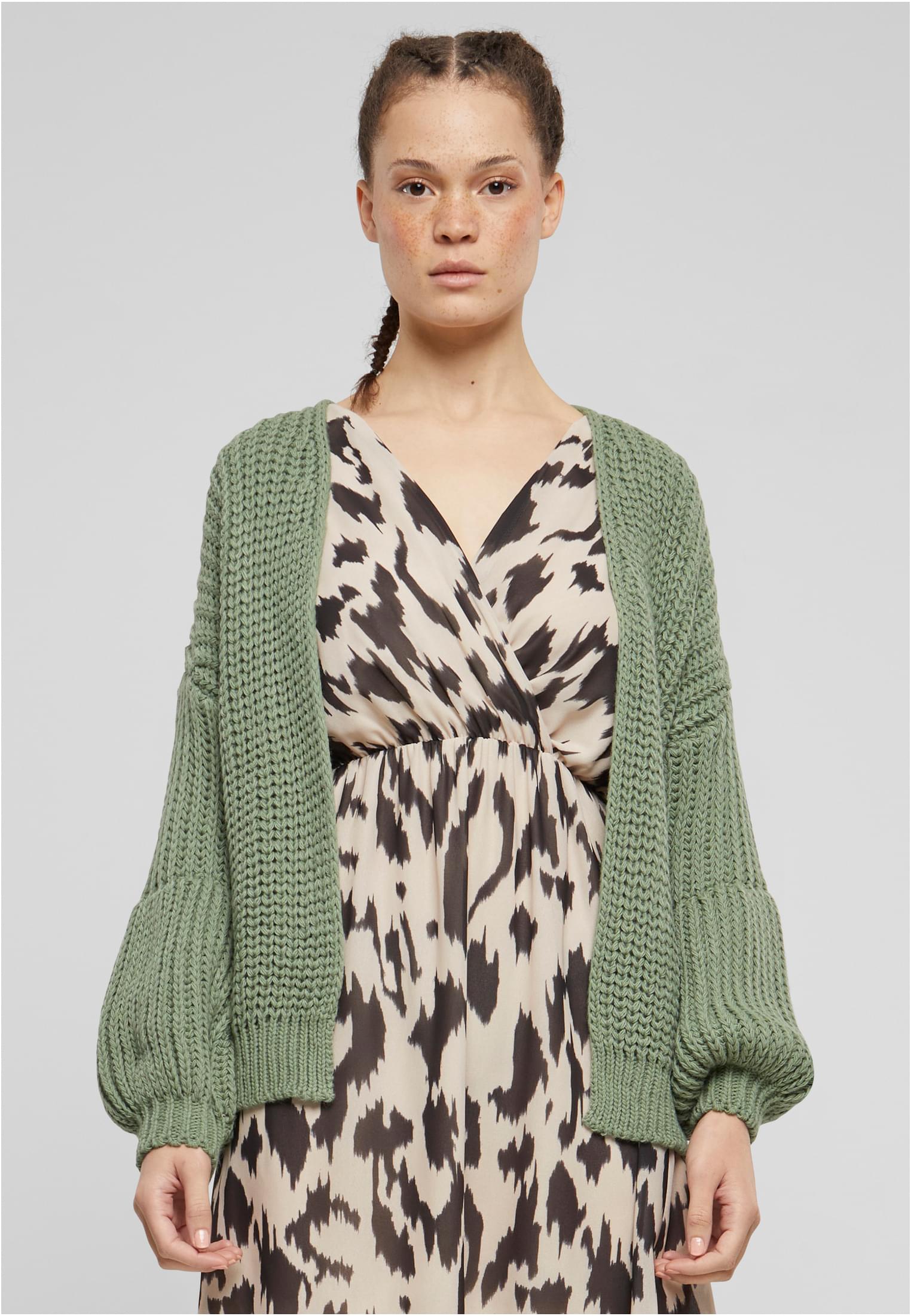 Cloud5ive Damen Grobstrick Cardigan mit Pufferärmeln chinois green L - alternate variant 2