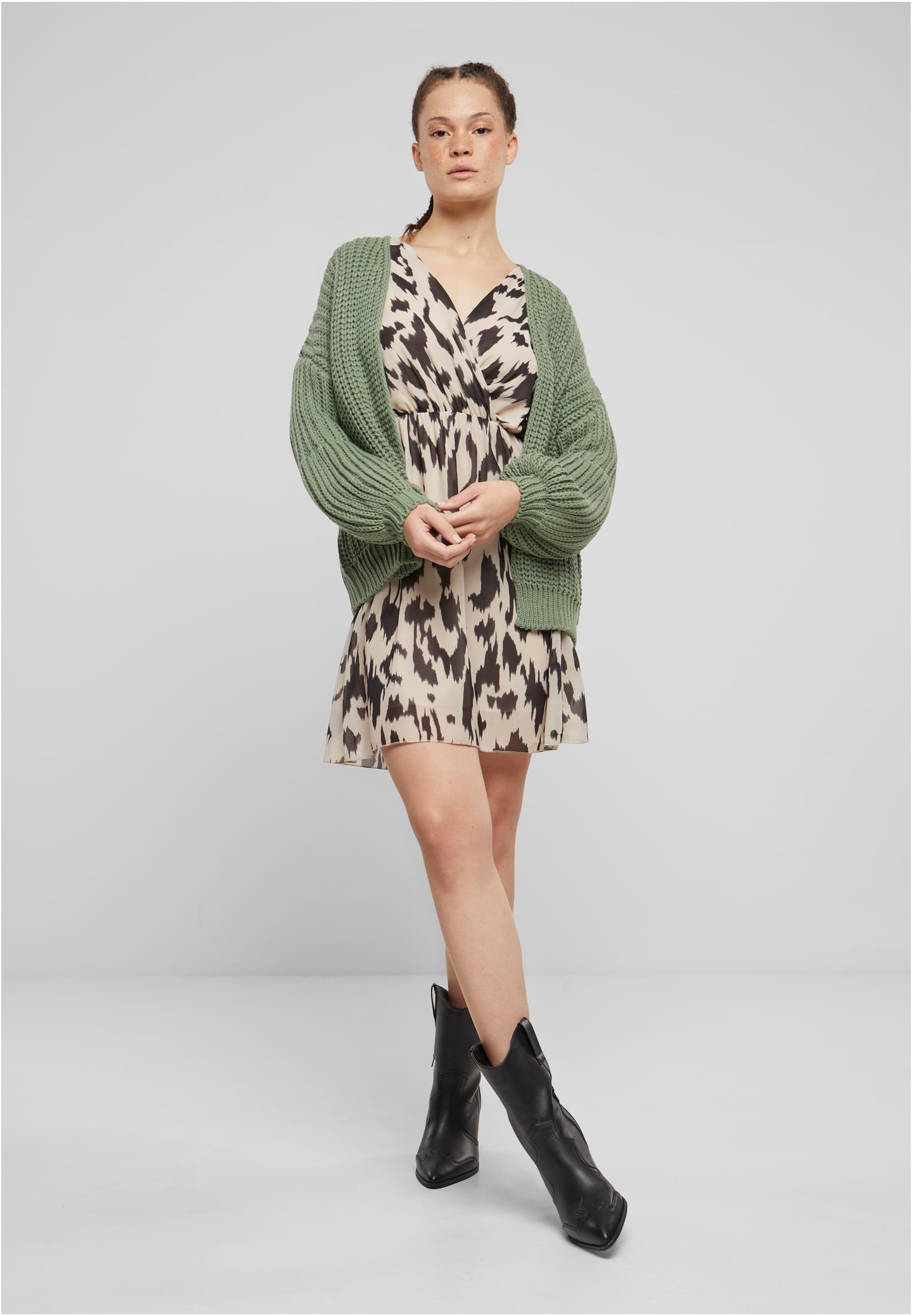 Cloud5ive Damen Grobstrick Cardigan mit Pufferärmeln chinois green L - variant image 4