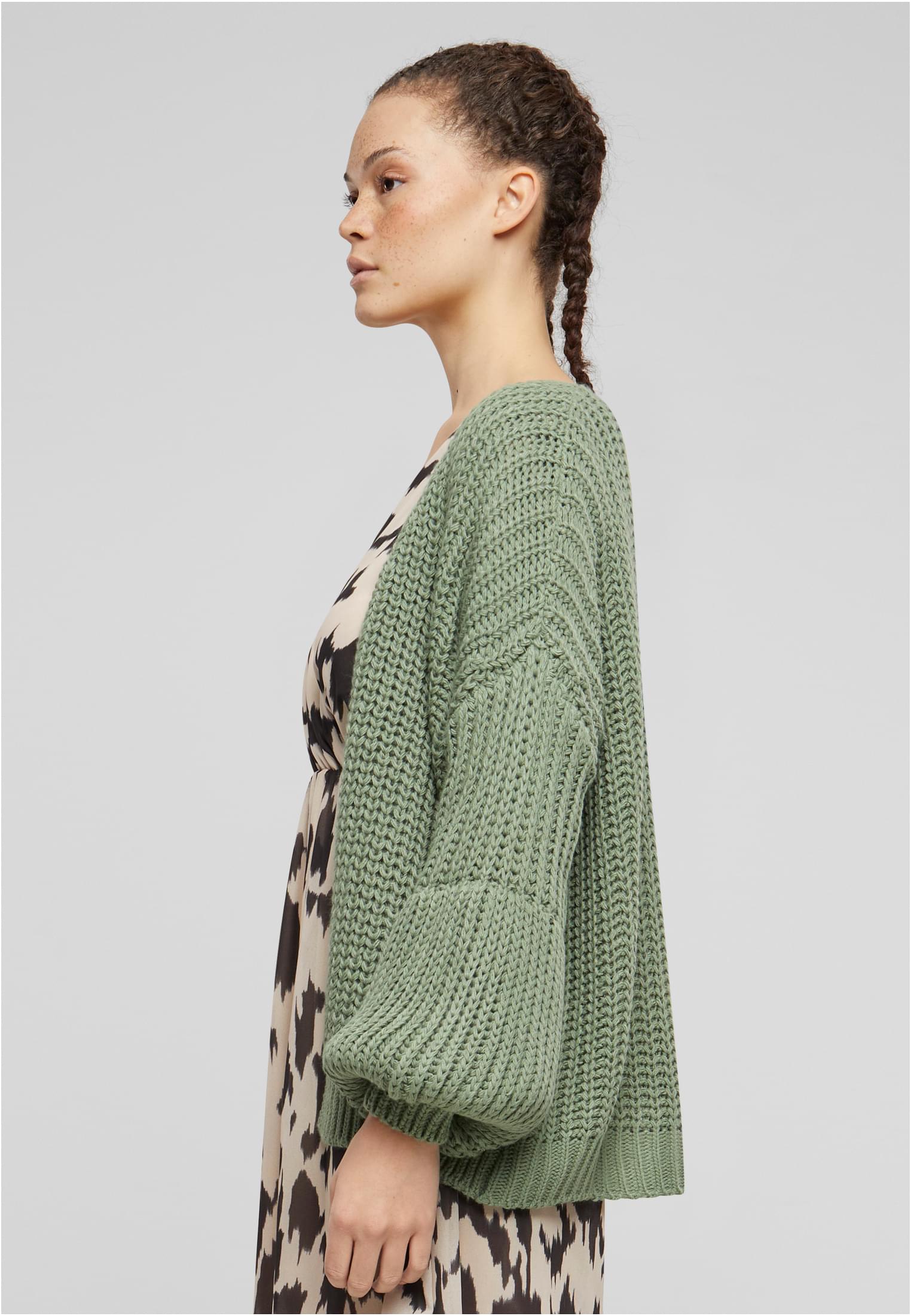 Cloud5ive Damen Grobstrick Cardigan mit Pufferärmeln chinois green L - variant image 1