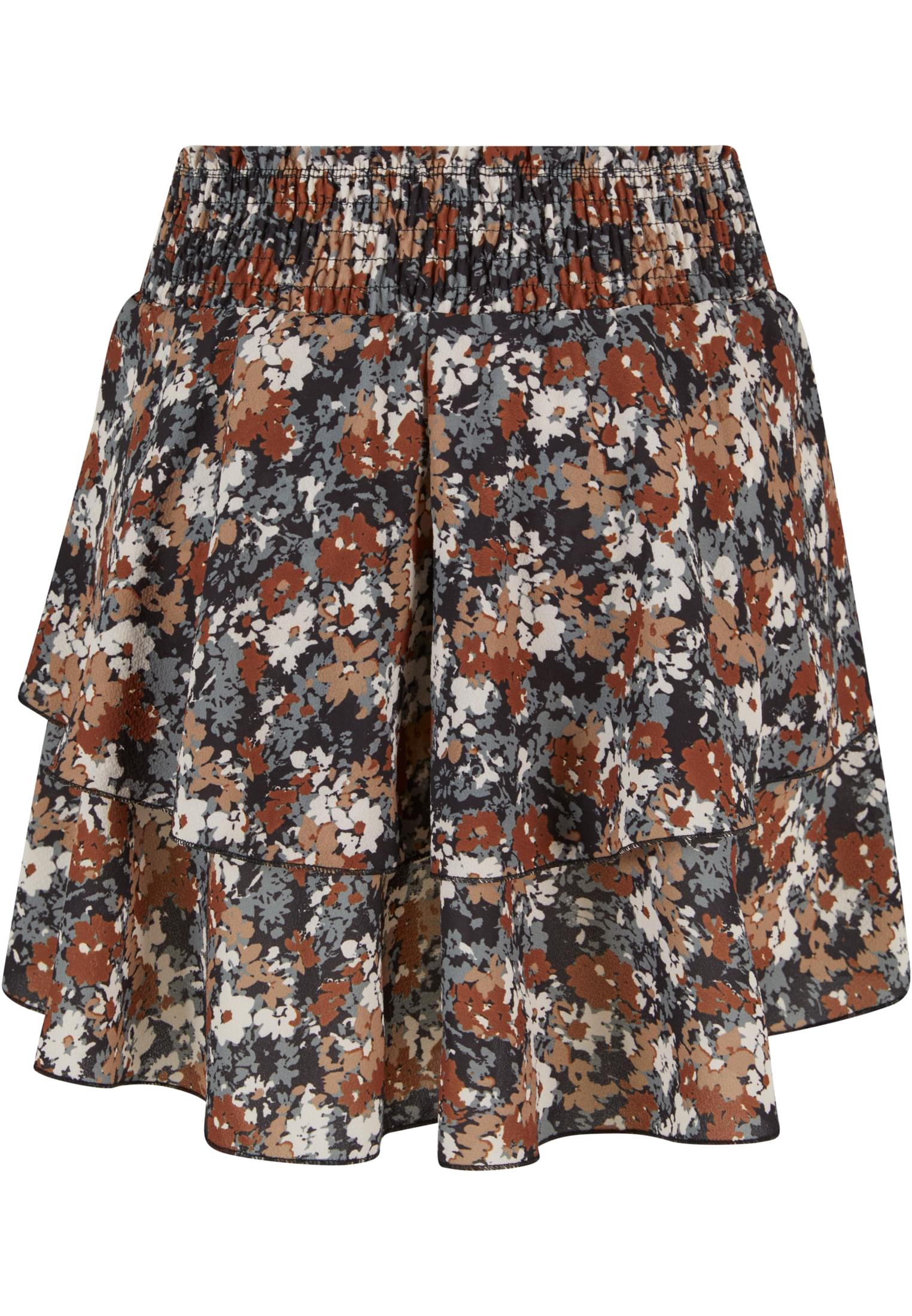 Cloud5ive Damen Rock Mini Stufenrock Blumen Print 2-lagig black/multicolor L - variant image 6