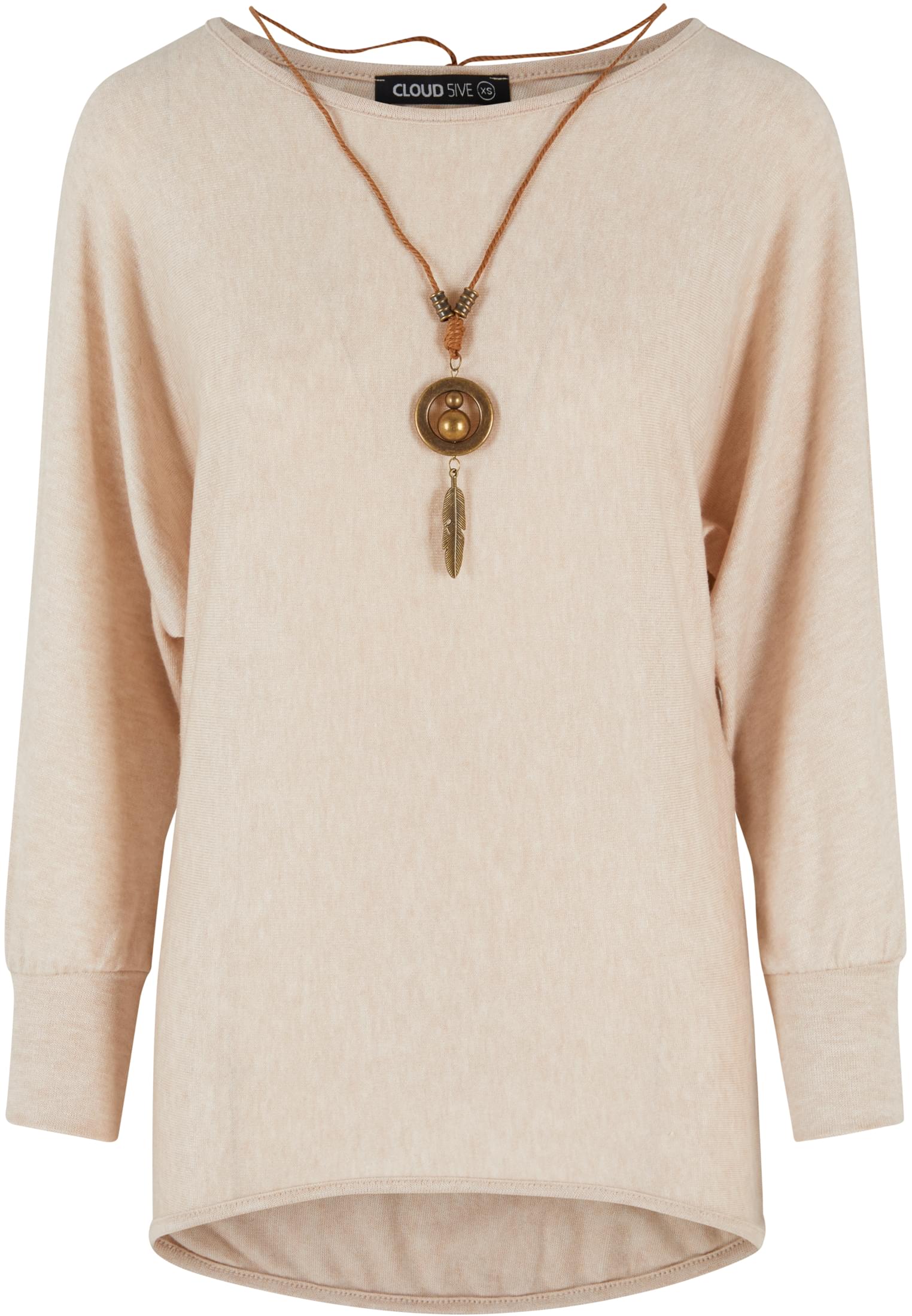 Cloud5ive Damen Shirt mit Fledermausärmeln inkl. Kette beige L - variant image 5