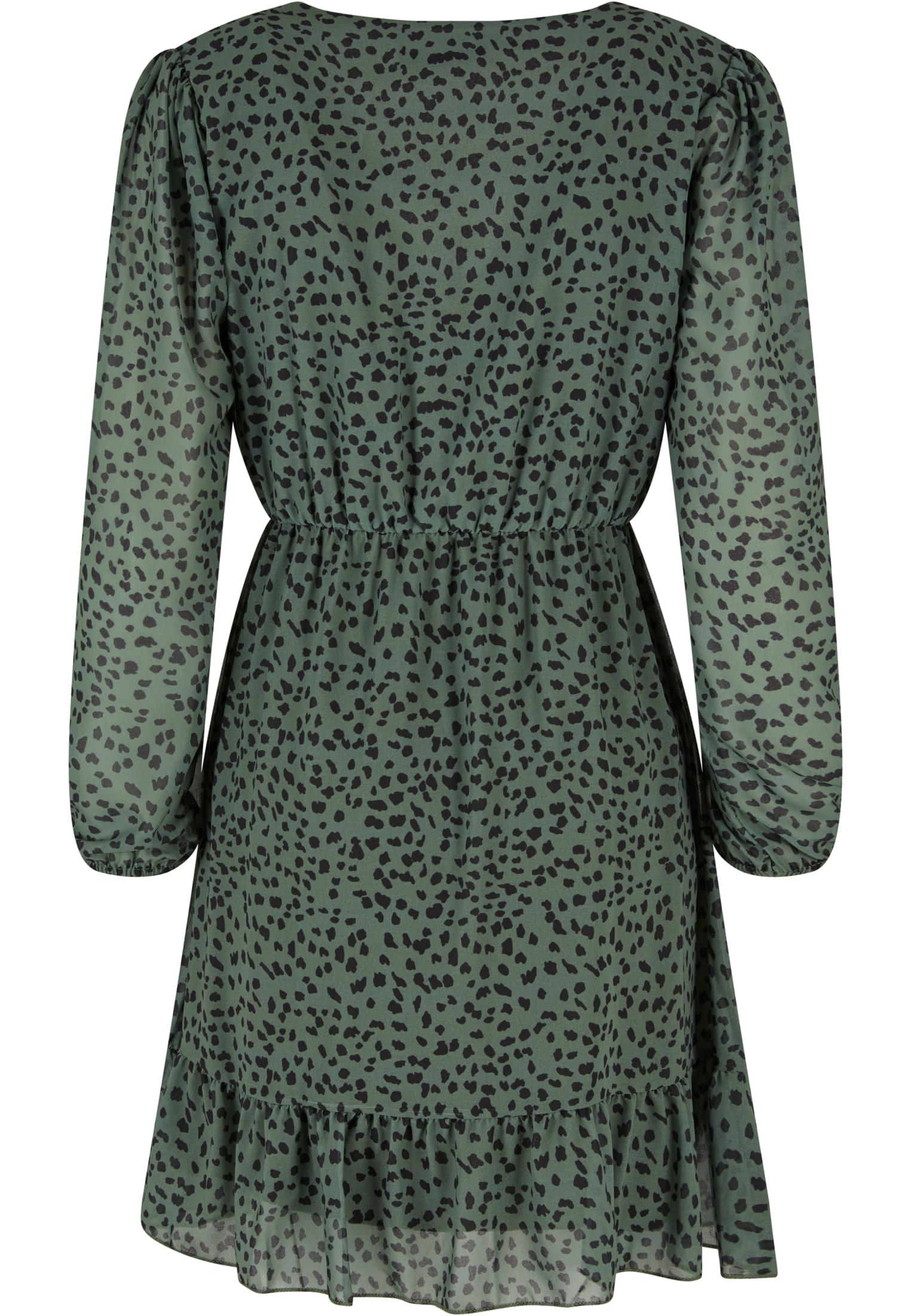 Cloud5ive Damen V-Neck Chiffon Kleid in Wickeloptik mit Leo Print dark green L - variant image 6