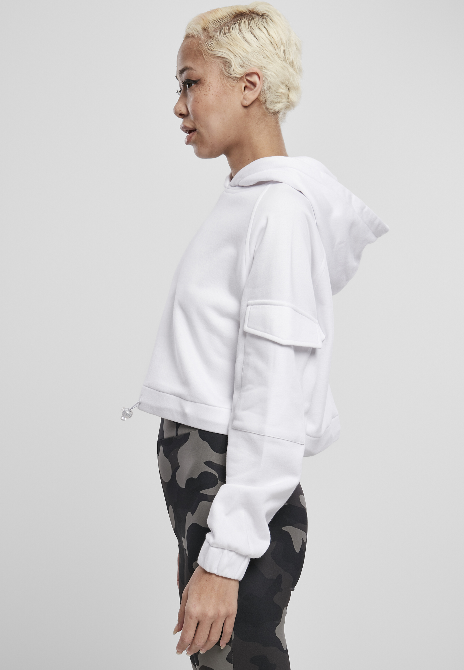Ladies Short Worker Hoody white L - variant image 1