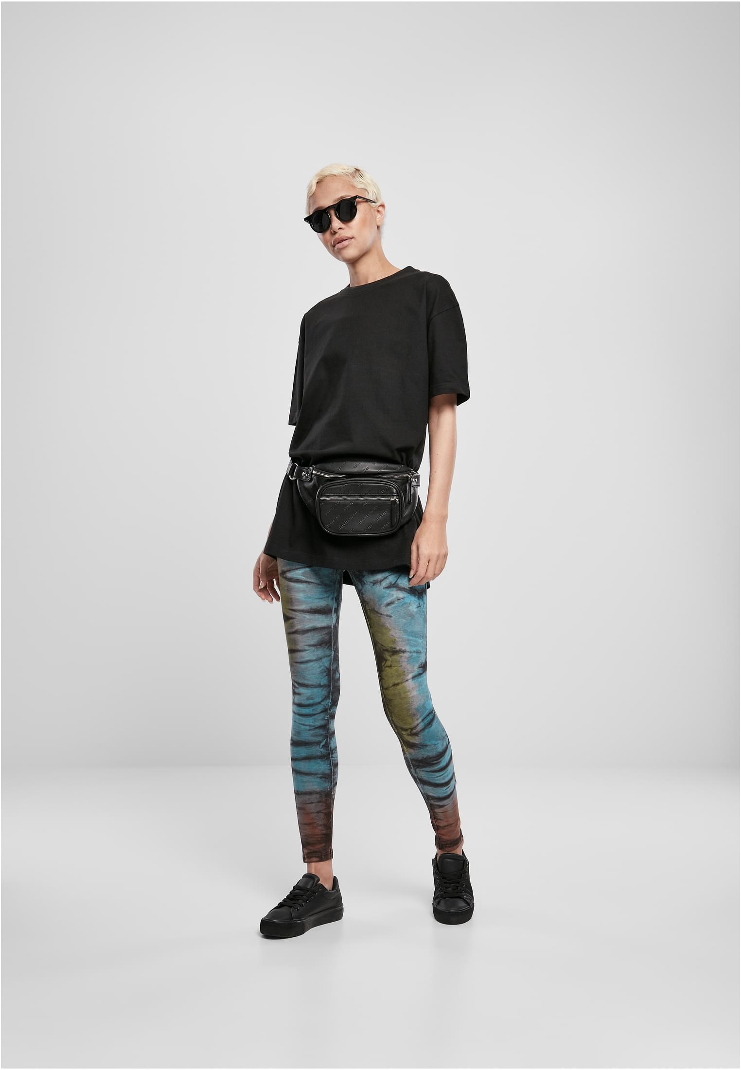 Ladies Cotton Tie Dye High Waist Leggings black L - variant image 4