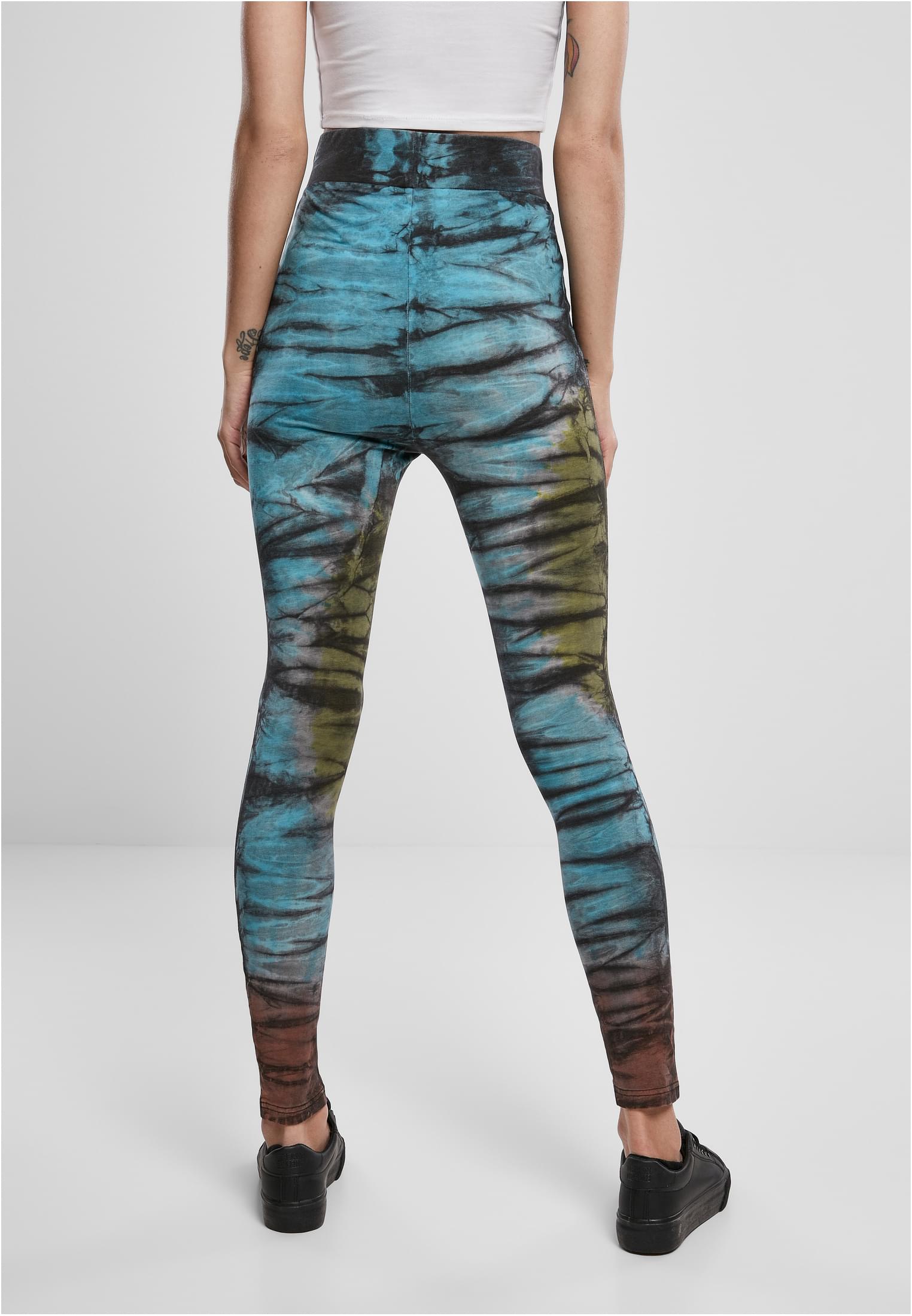 Ladies Cotton Tie Dye High Waist Leggings black L - variant image 2