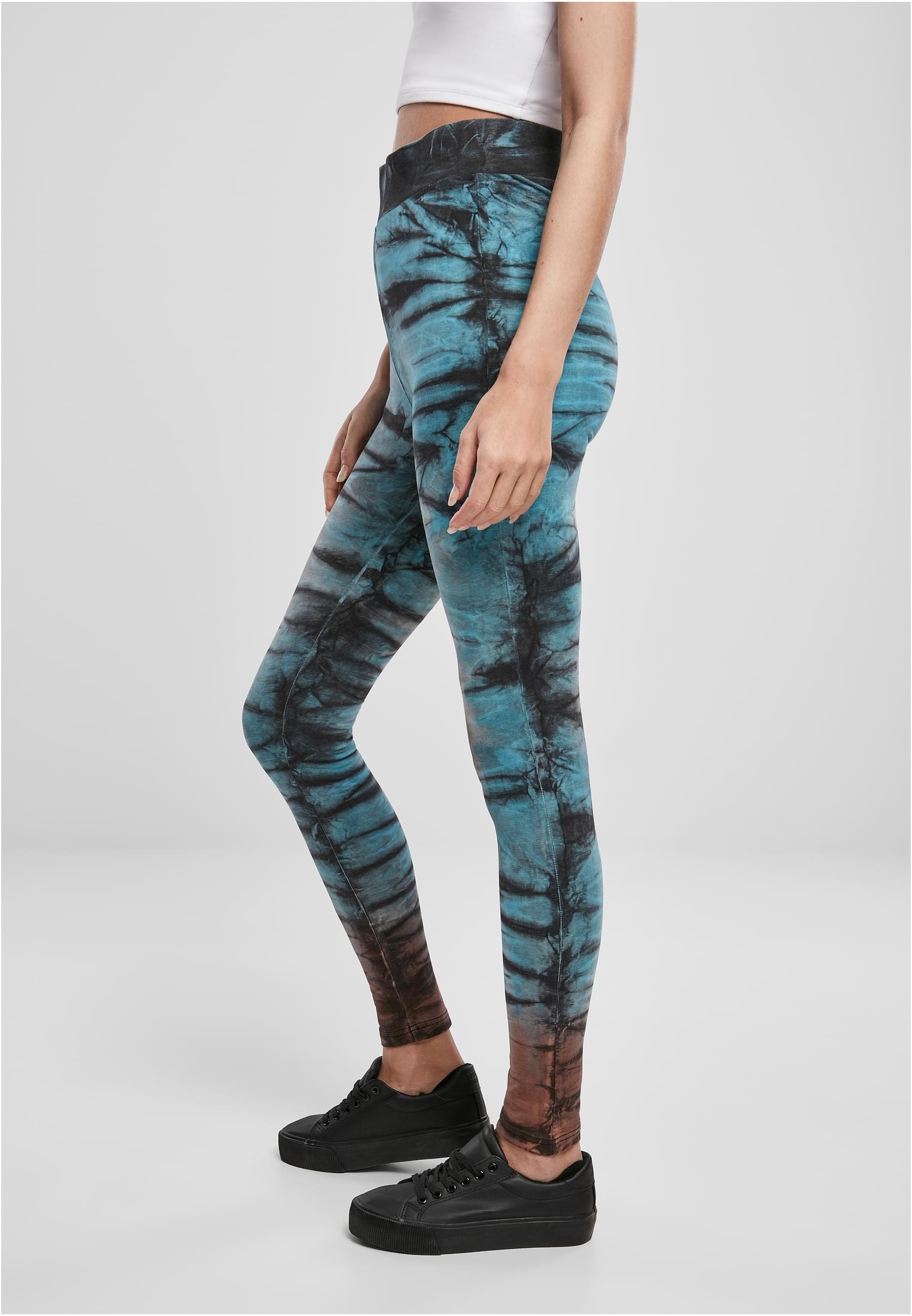 Ladies Cotton Tie Dye High Waist Leggings black L - variant image 1
