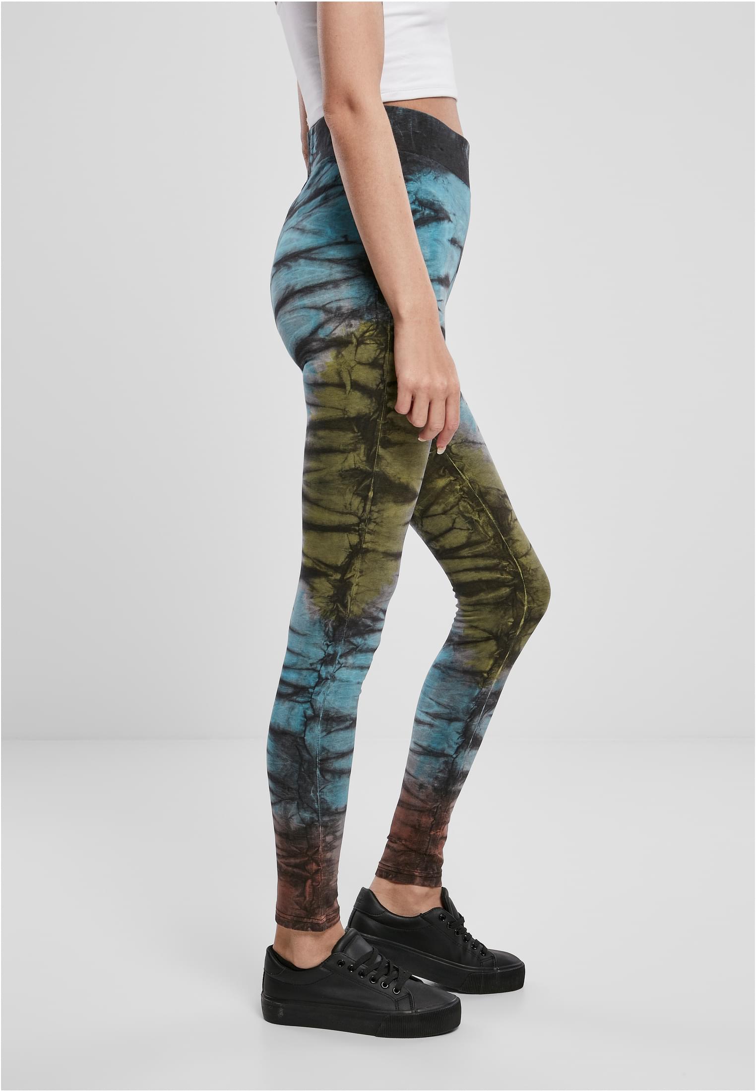 Ladies Cotton Tie Dye High Waist Leggings black L - variant image 3