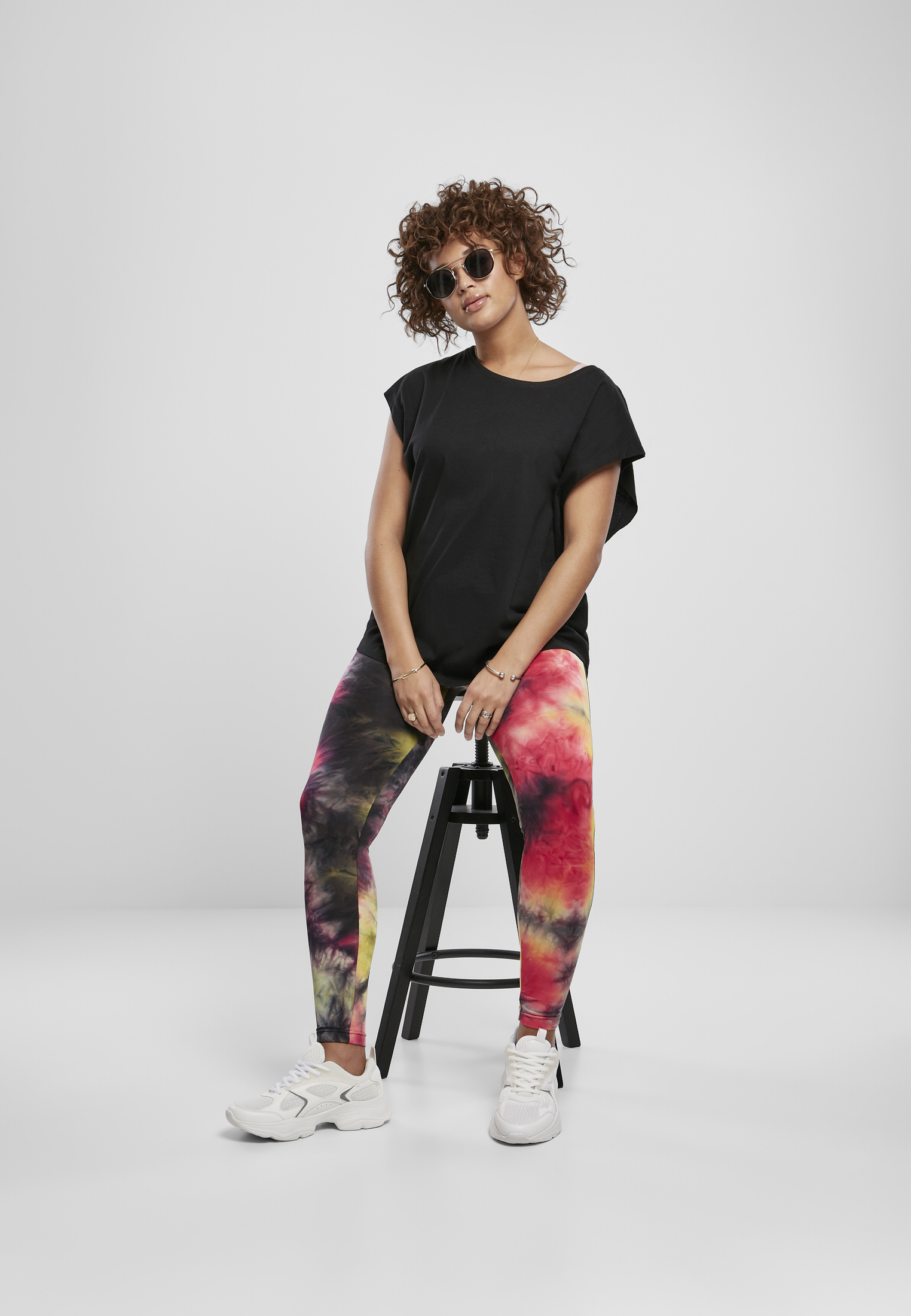 Ladies Tie Dye High Waist Leggings darkpink/black 3XL - variant image 4