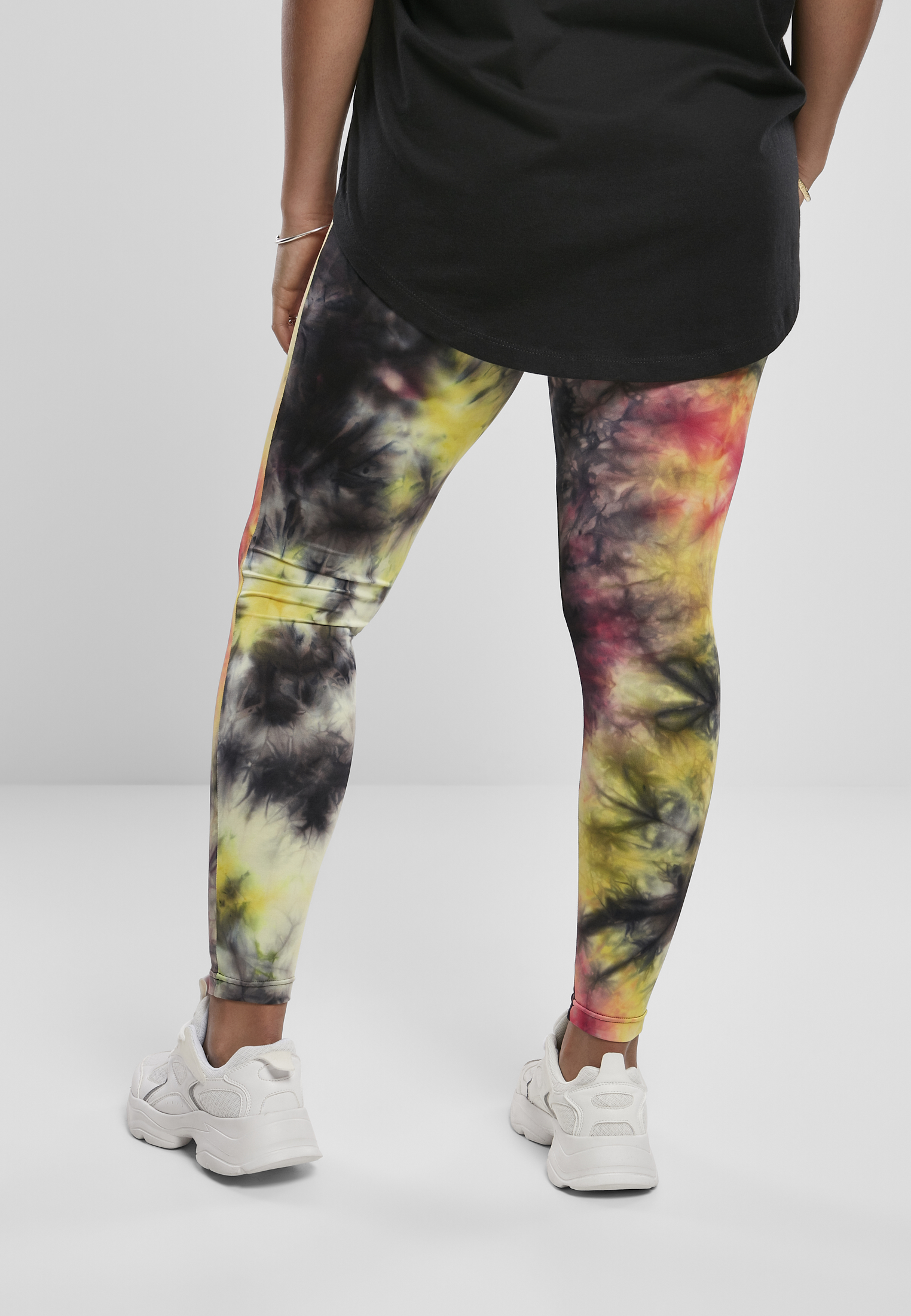 Ladies Tie Dye High Waist Leggings darkpink/black 3XL - variant image 2
