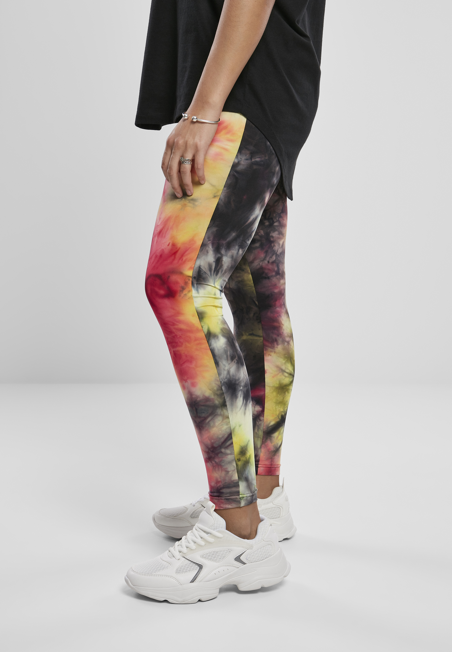 Ladies Tie Dye High Waist Leggings darkpink/black 3XL - variant image 1