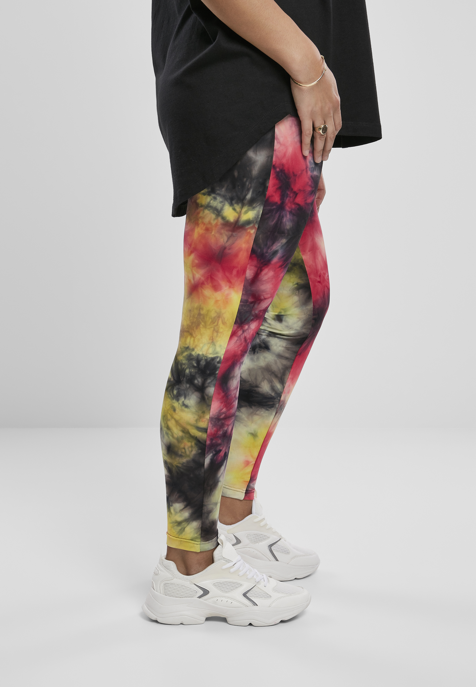 Ladies Tie Dye High Waist Leggings darkpink/black 3XL - variant image 3