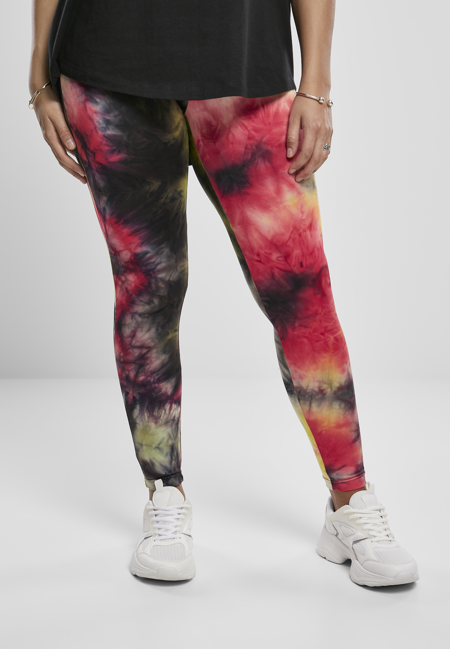 Ladies Tie Dye High Waist Leggings darkpink/black 3XL - alternate variant 1