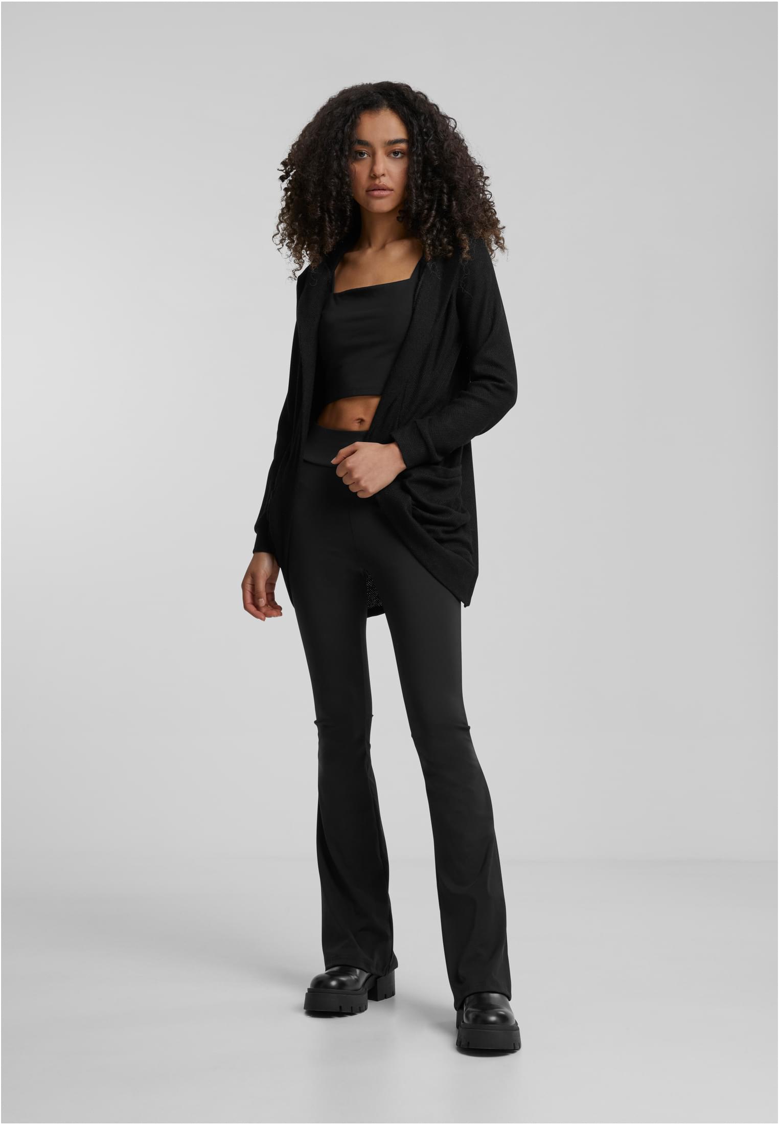 Cloud5ive Damen leichter Struktur Cardigan mit Kapuze & 2-Pockets black L - variant image 2