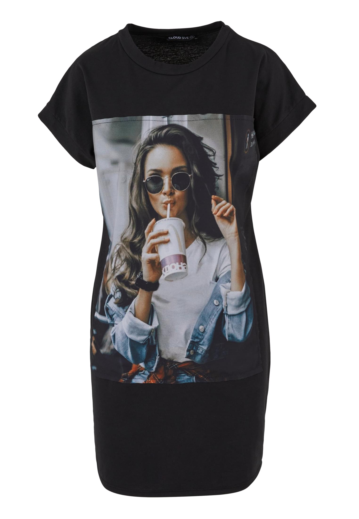 Cloud5ive Damen T-Shirt Kleid Woman Cup Print black L - variant image 3