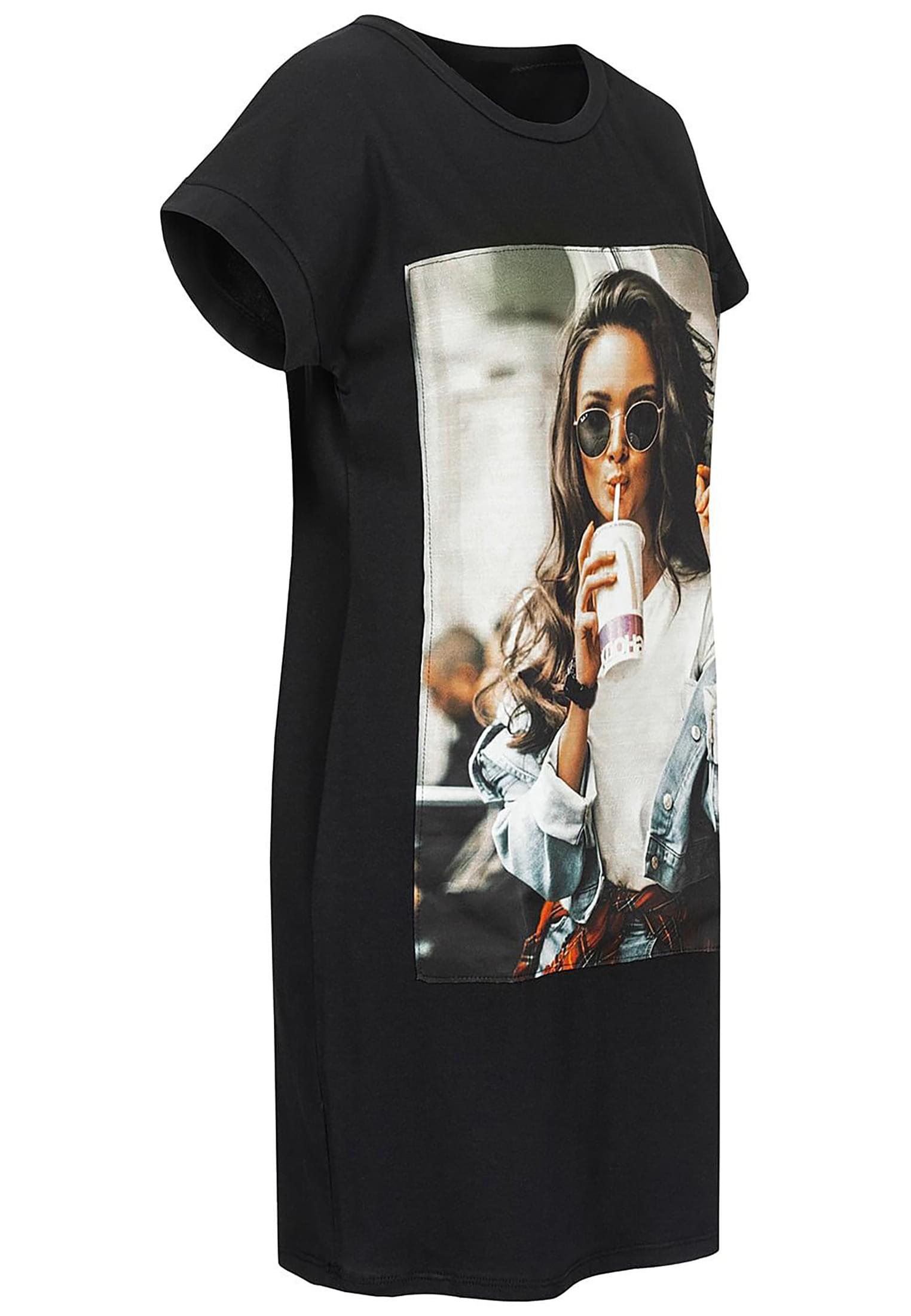 Cloud5ive Damen T-Shirt Kleid Woman Cup Print black L - variant image 5