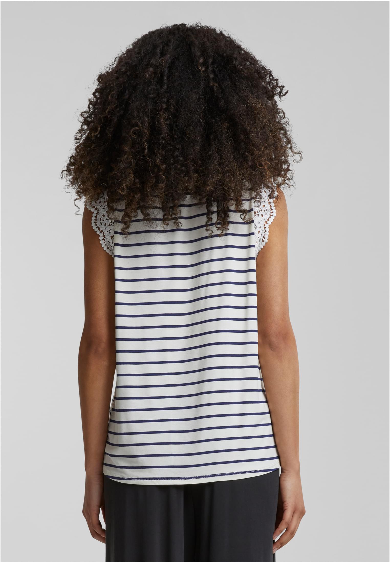 Cloud5ive Damen Viskose Top mit Spitzen-Details u. Knöpfen white/navy L - variant image 1