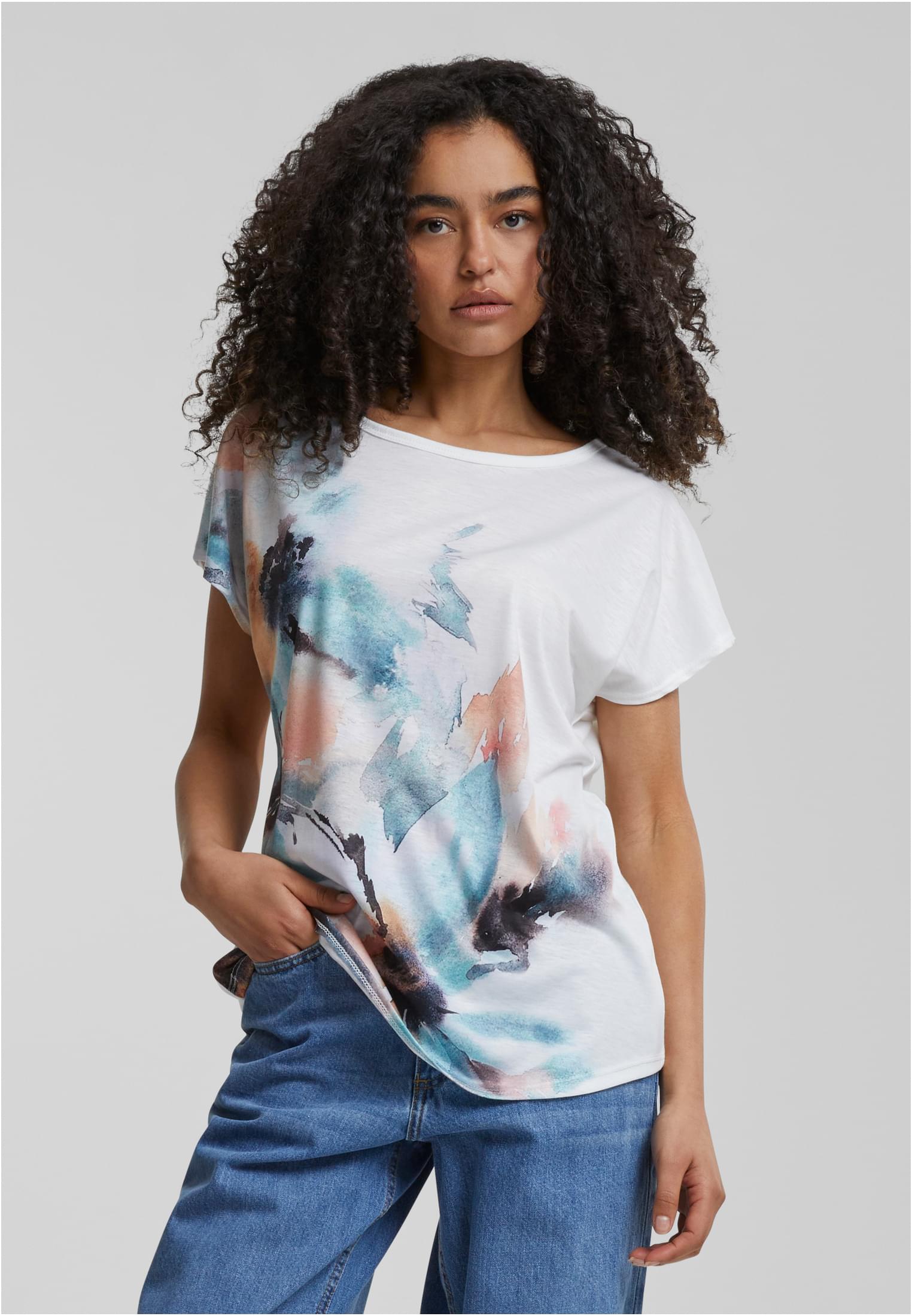 Cloud5ive Damen Viskose T-Shirt mit Pusteblumen Print white/multicolor L - alternate variant 1