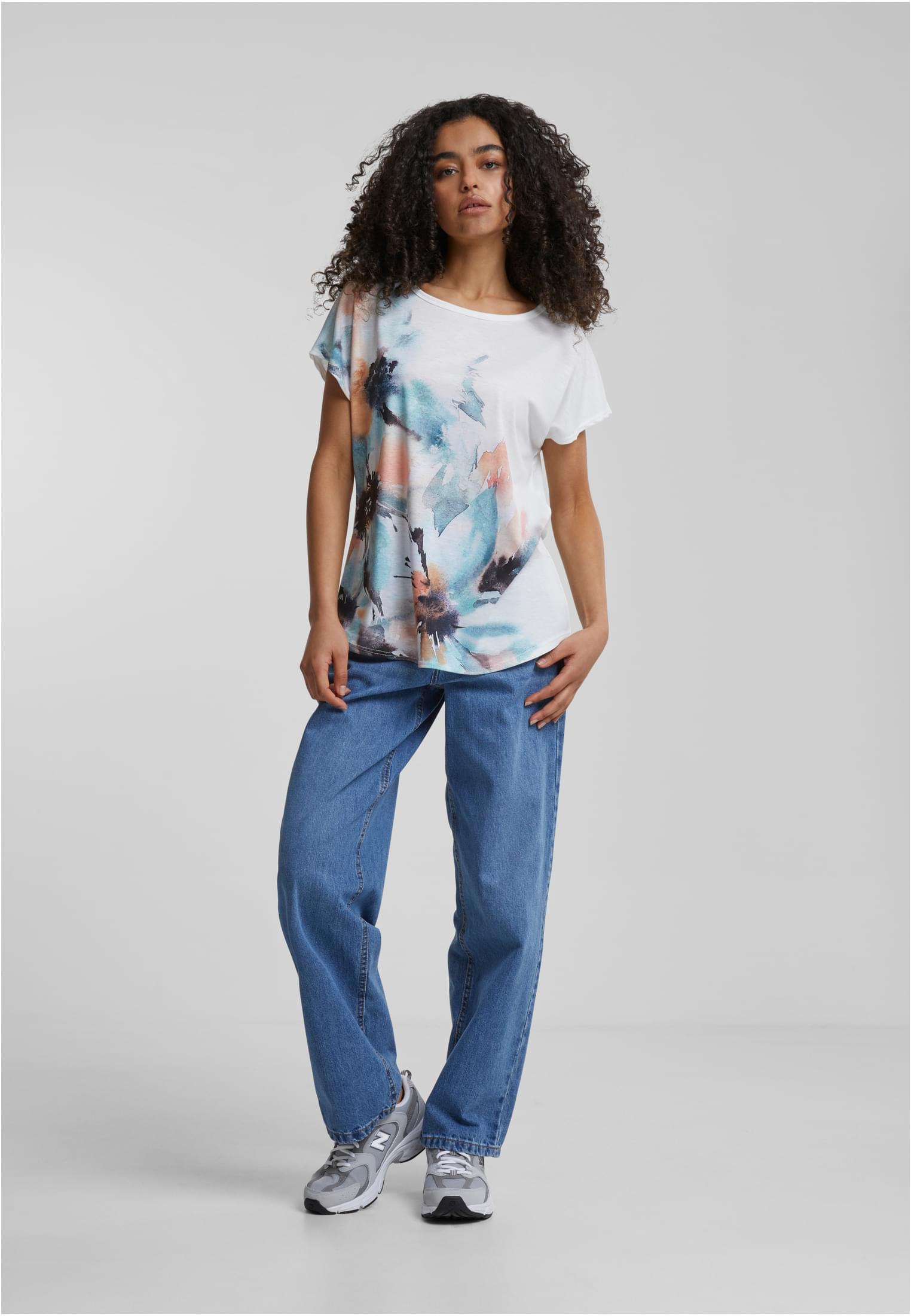 Cloud5ive Damen Viskose T-Shirt mit Pusteblumen Print white/multicolor L - variant image 2