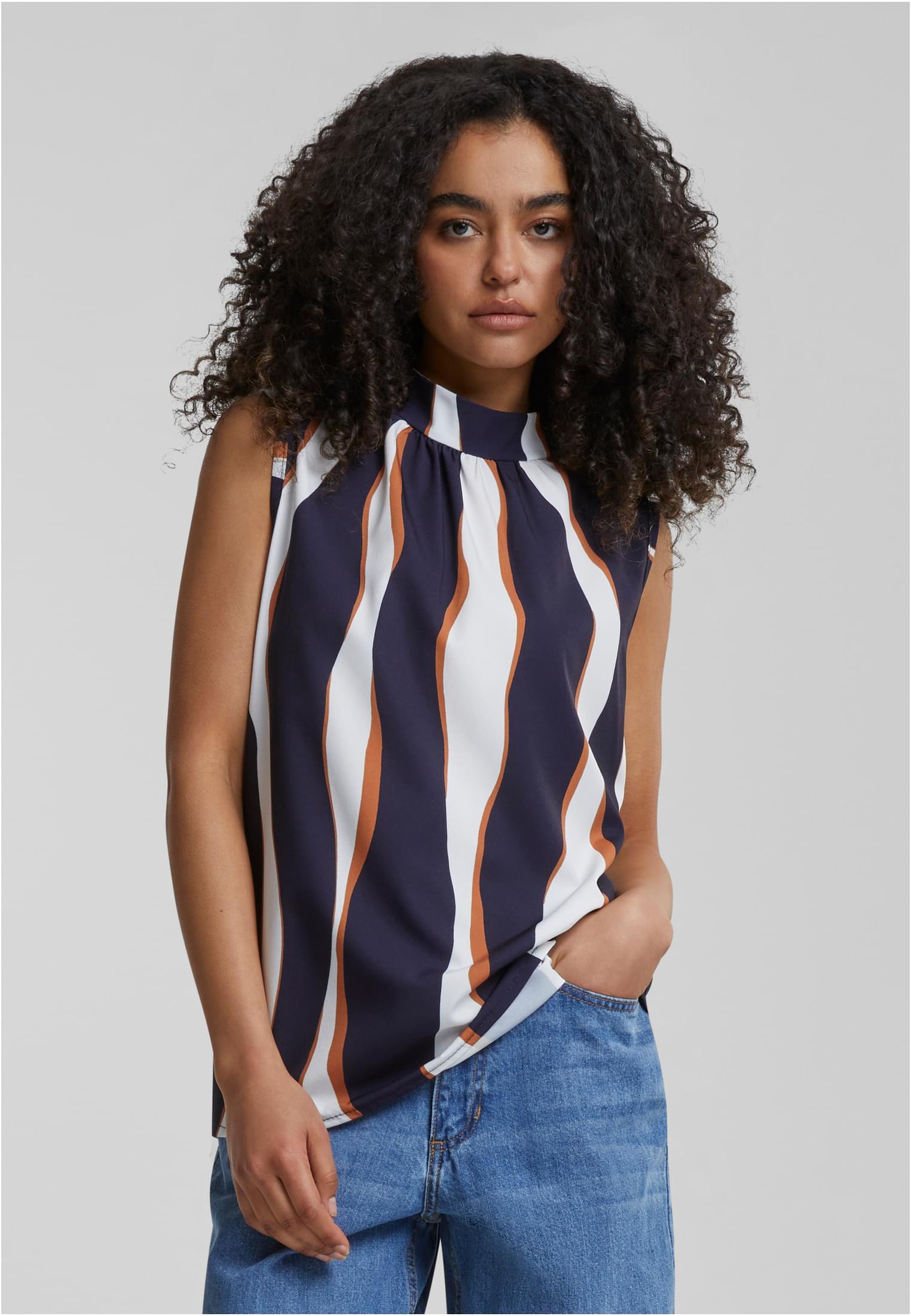 Cloud5ive Damen Choker-Top mit Wellen-Print multicolor L - alternate variant 1