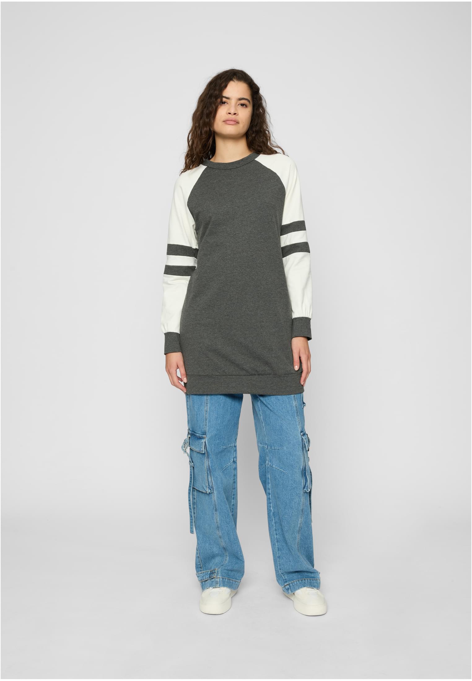 Cloud5ive Damen Sweatkleid mit Raglanärmeln und Rundhals Kontrast grey/white L - variant image 3