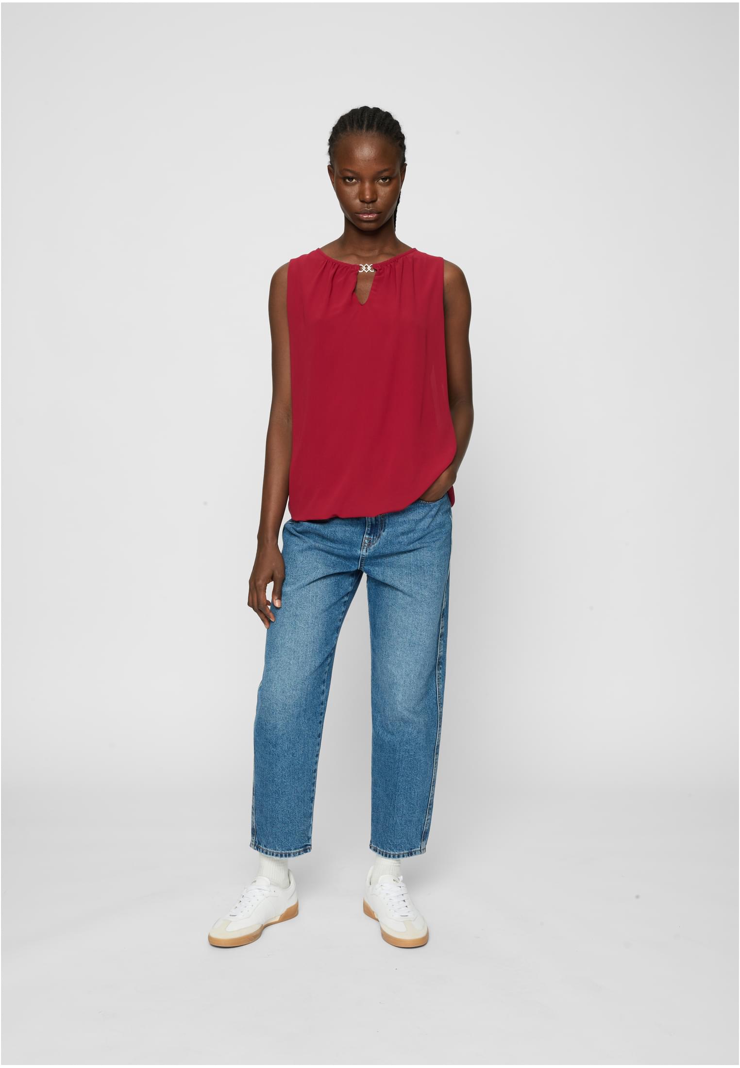 Cloud5ive Damen Chiffon Top mit Schlüsselloch-Kragen und Deko-Schnalle wine red L - variant image 2