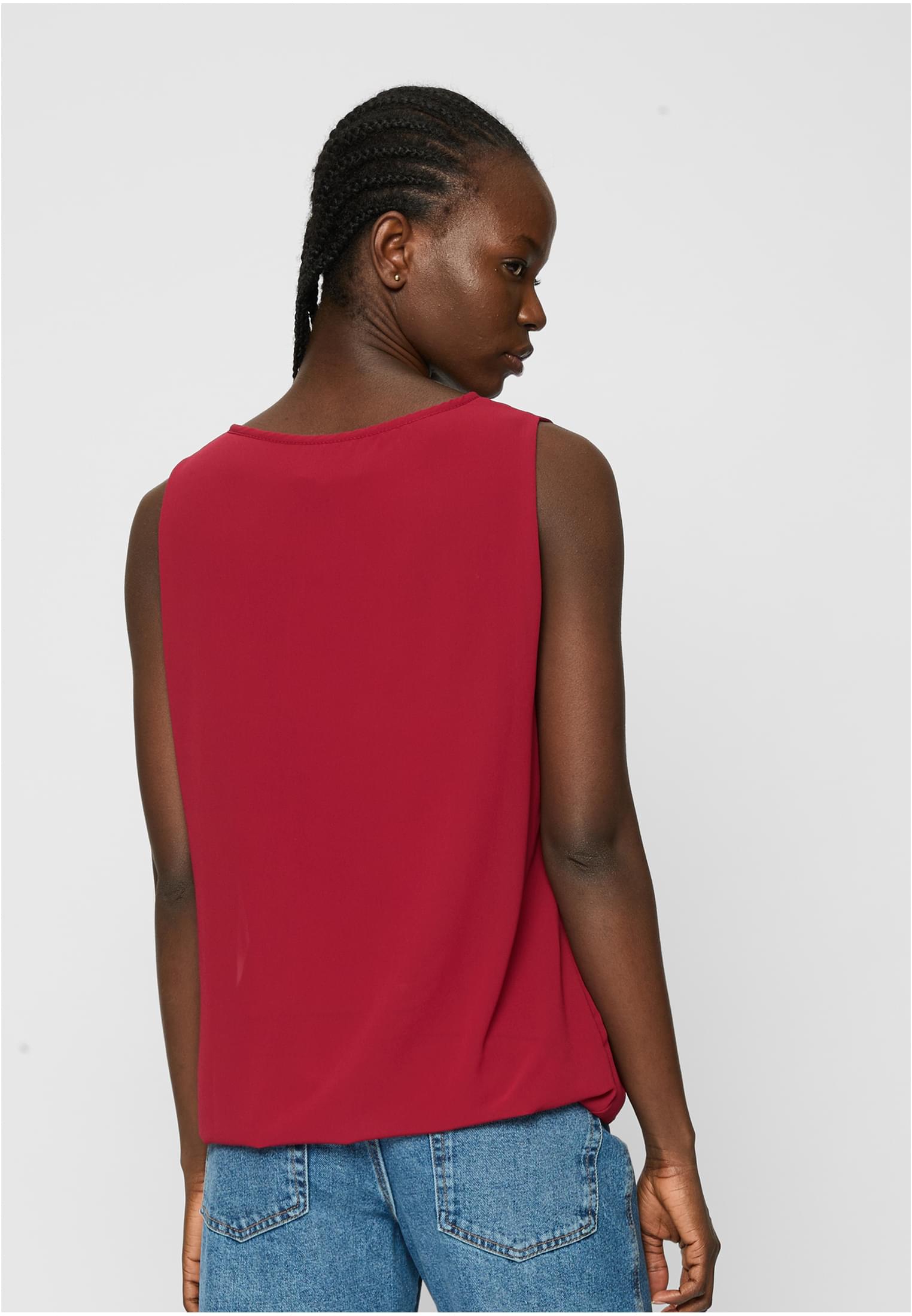 Cloud5ive Damen Chiffon Top mit Schlüsselloch-Kragen und Deko-Schnalle wine red L - variant image 1