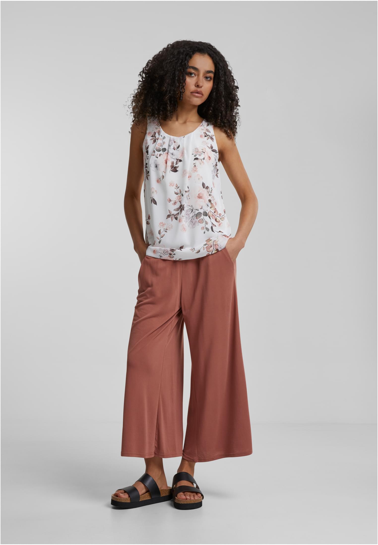 Cloud5ive Damen Chiffon Top mit Blumen Print 2-lagig innen Viskosefutter white XXL - variant image 2