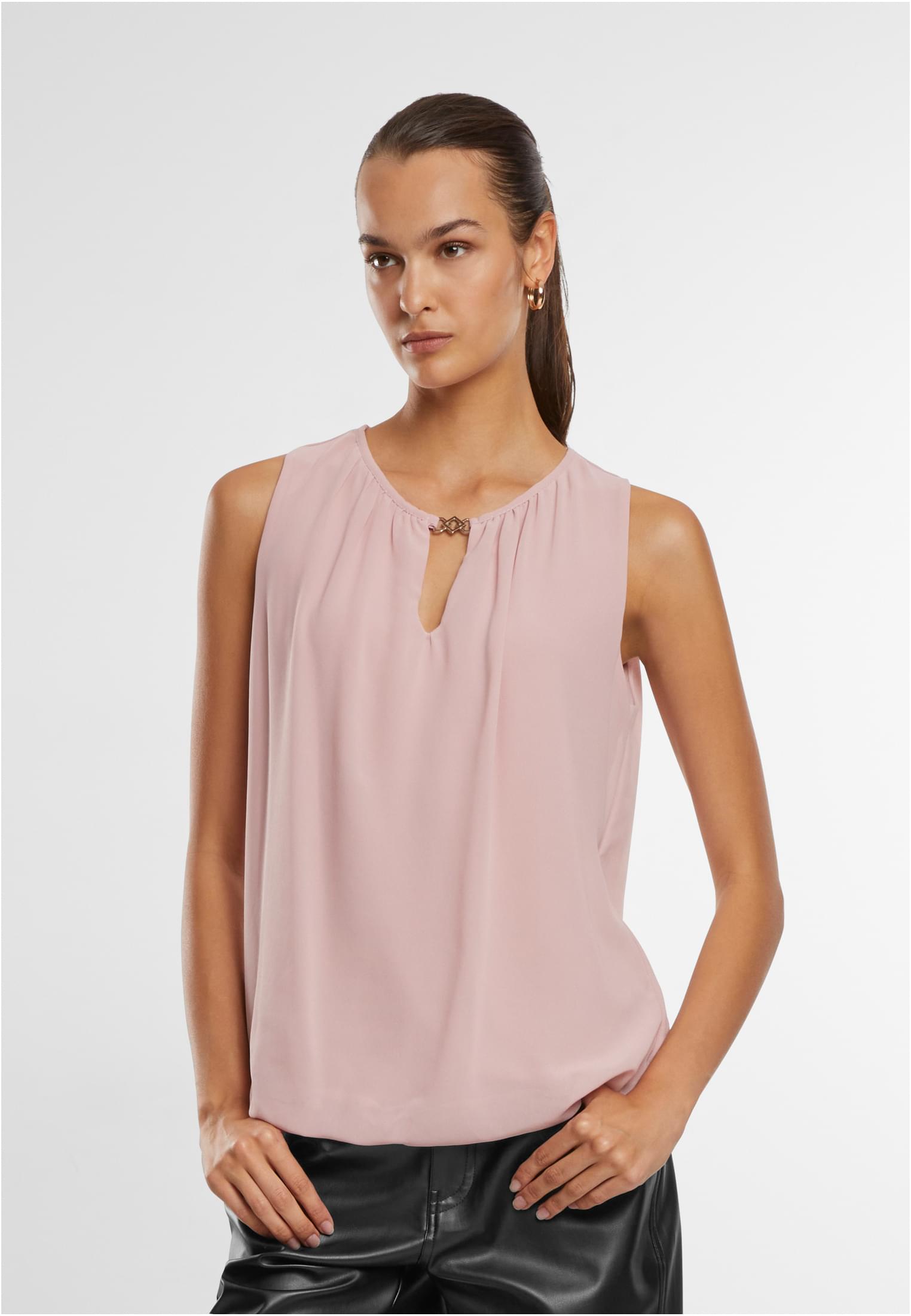 Cloud5ive Damen Chiffon Top mit Schlüsselloch-Kragen und Deko-Schnalle old rose L - alternate variant 1