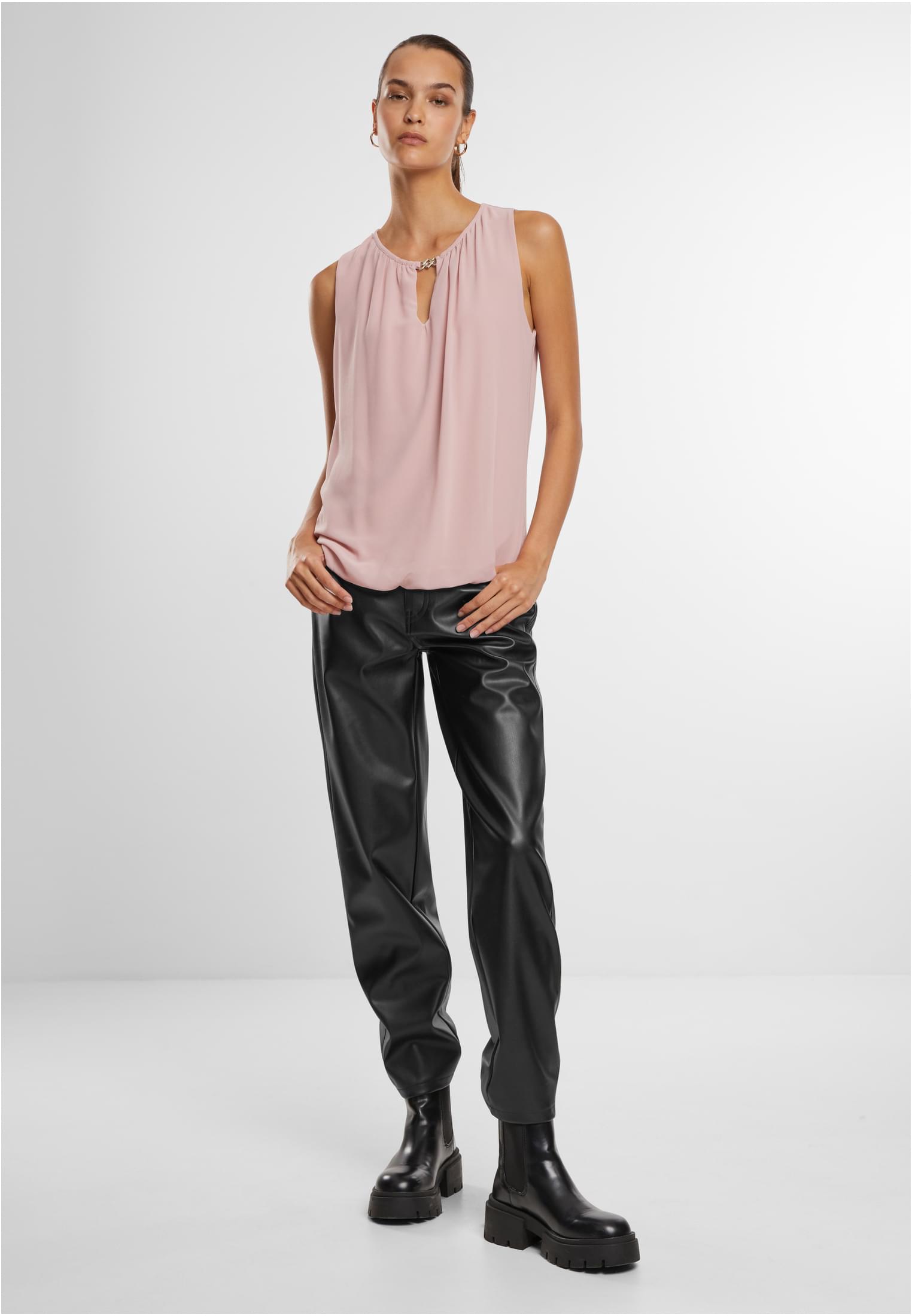 Cloud5ive Damen Chiffon Top mit Schlüsselloch-Kragen und Deko-Schnalle old rose L - variant image 2