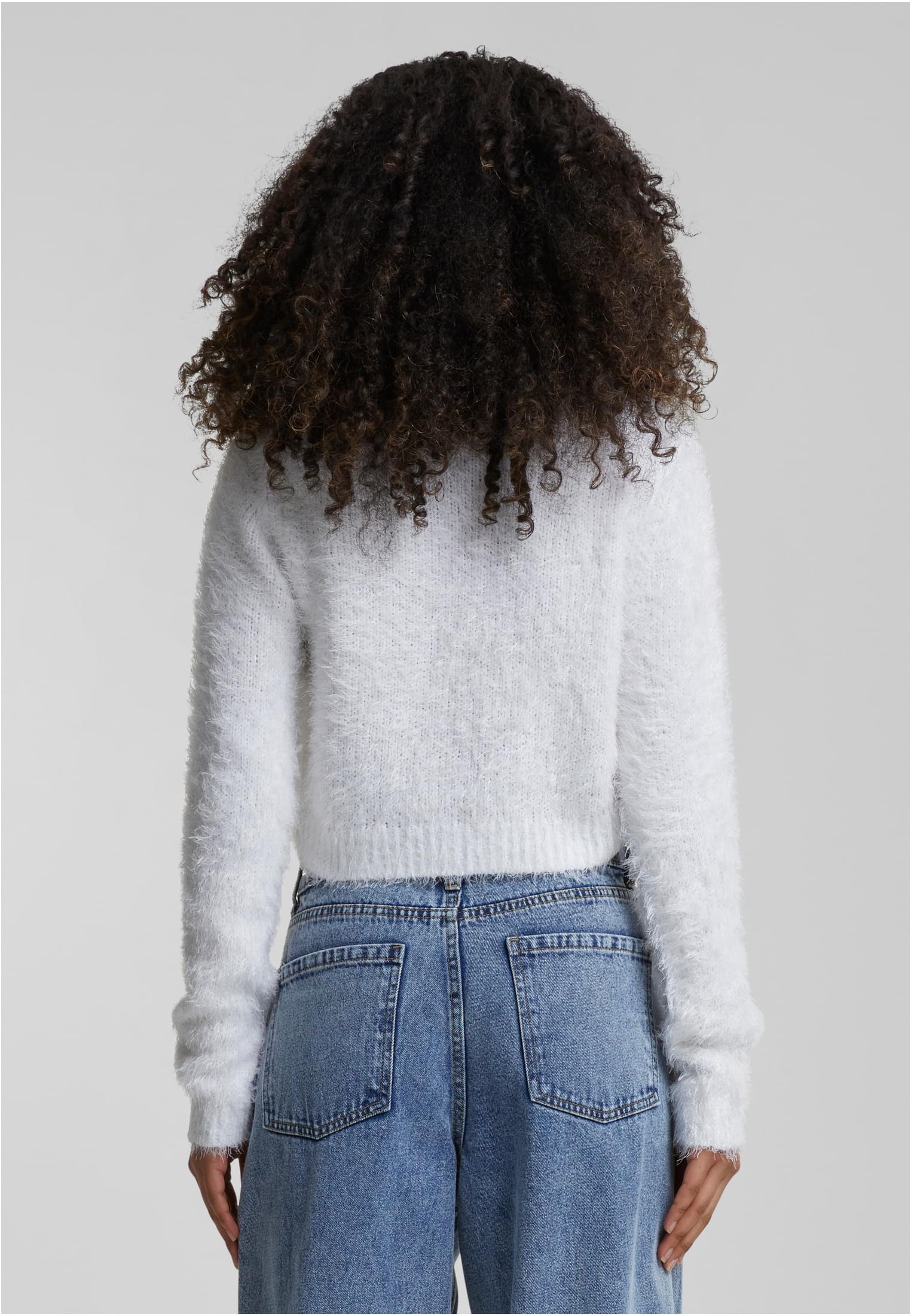 Ladies Cropped Feather Cardigan white 3XL - variant image 1