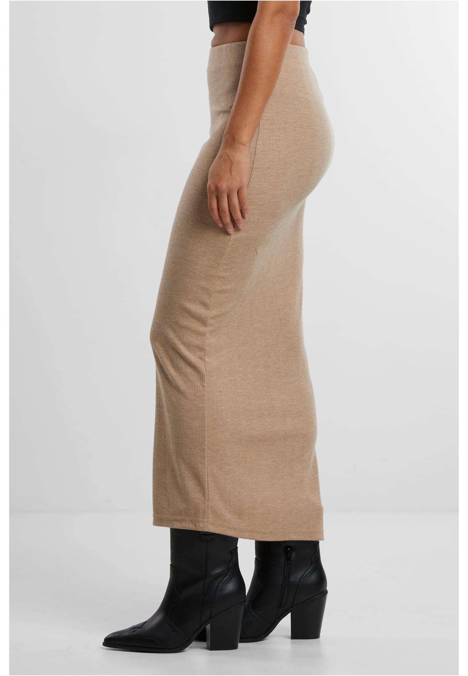 Ladies Rib High Slit Skirt beigemelange L - variant image 1