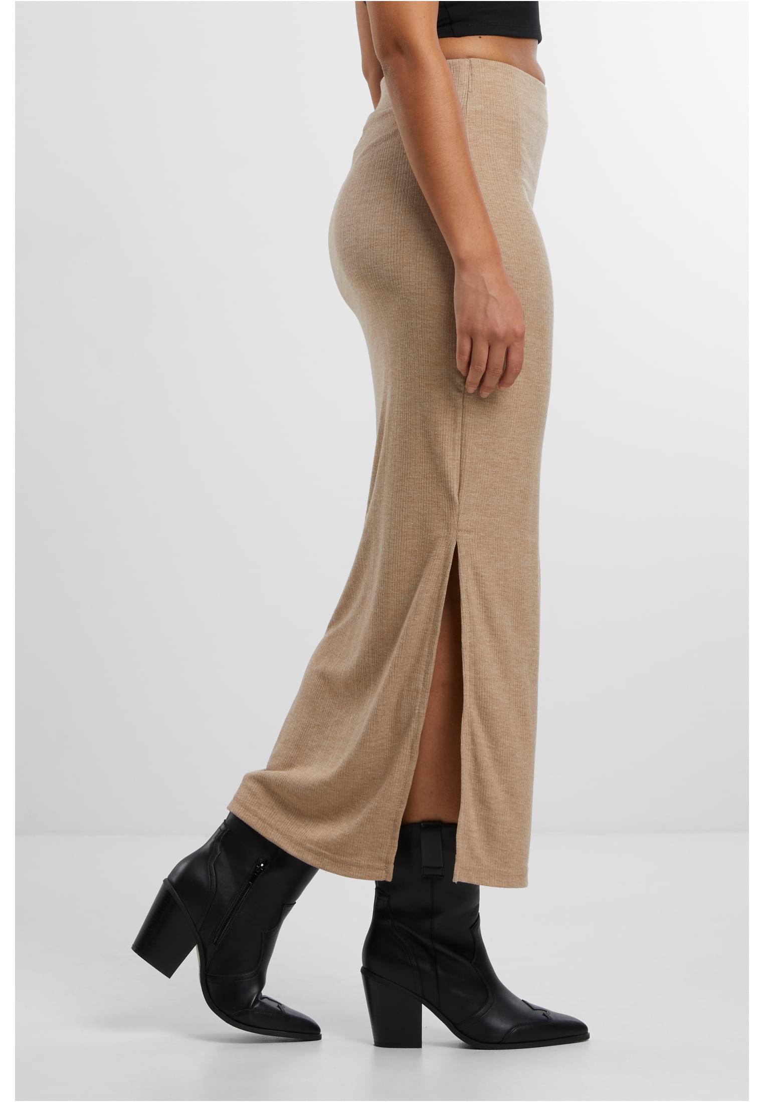Ladies Rib High Slit Skirt beigemelange L - variant image 3
