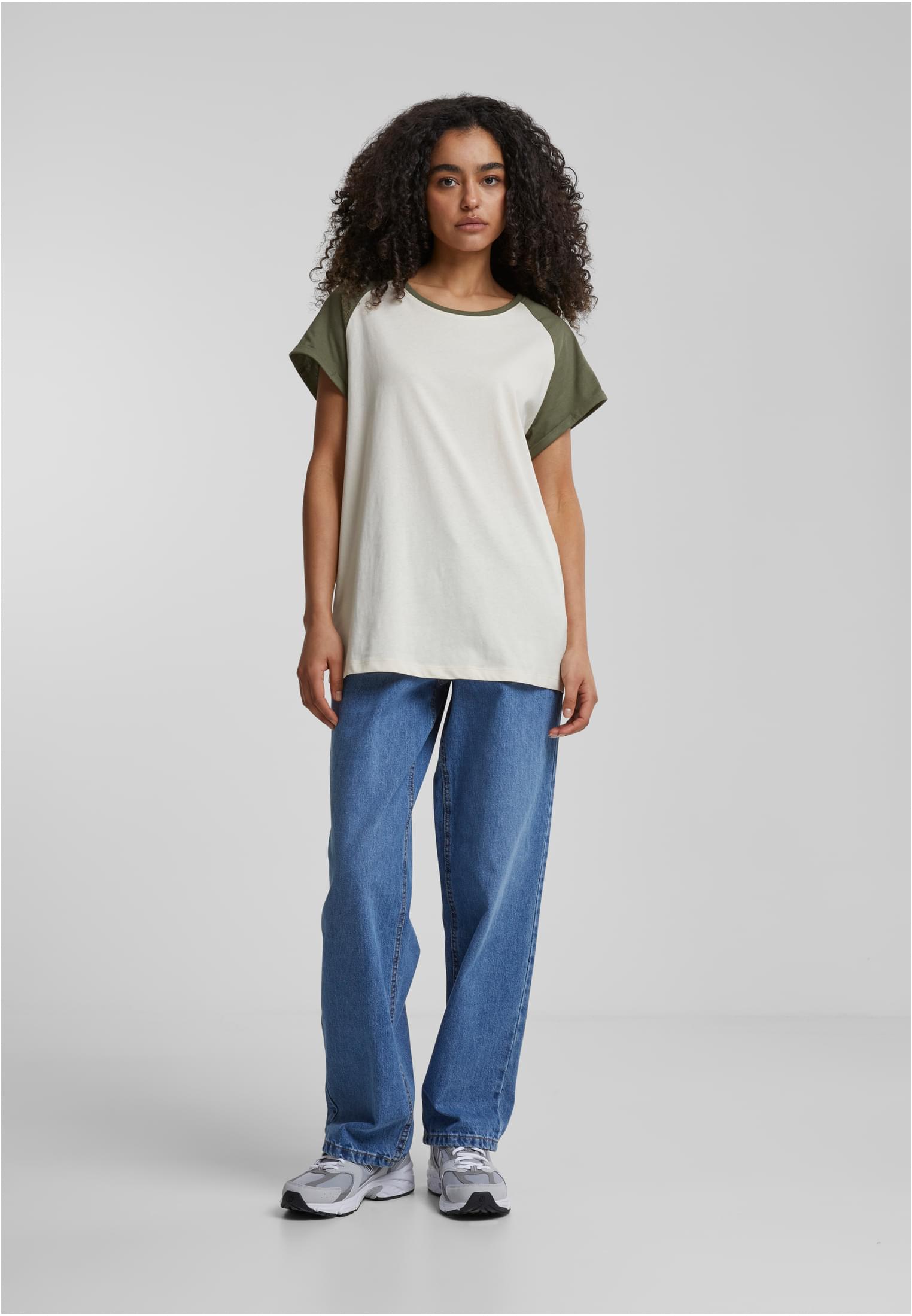 T-shirts contrast femmes Raglan blanchesand/olive 3XL
 - variant image 2