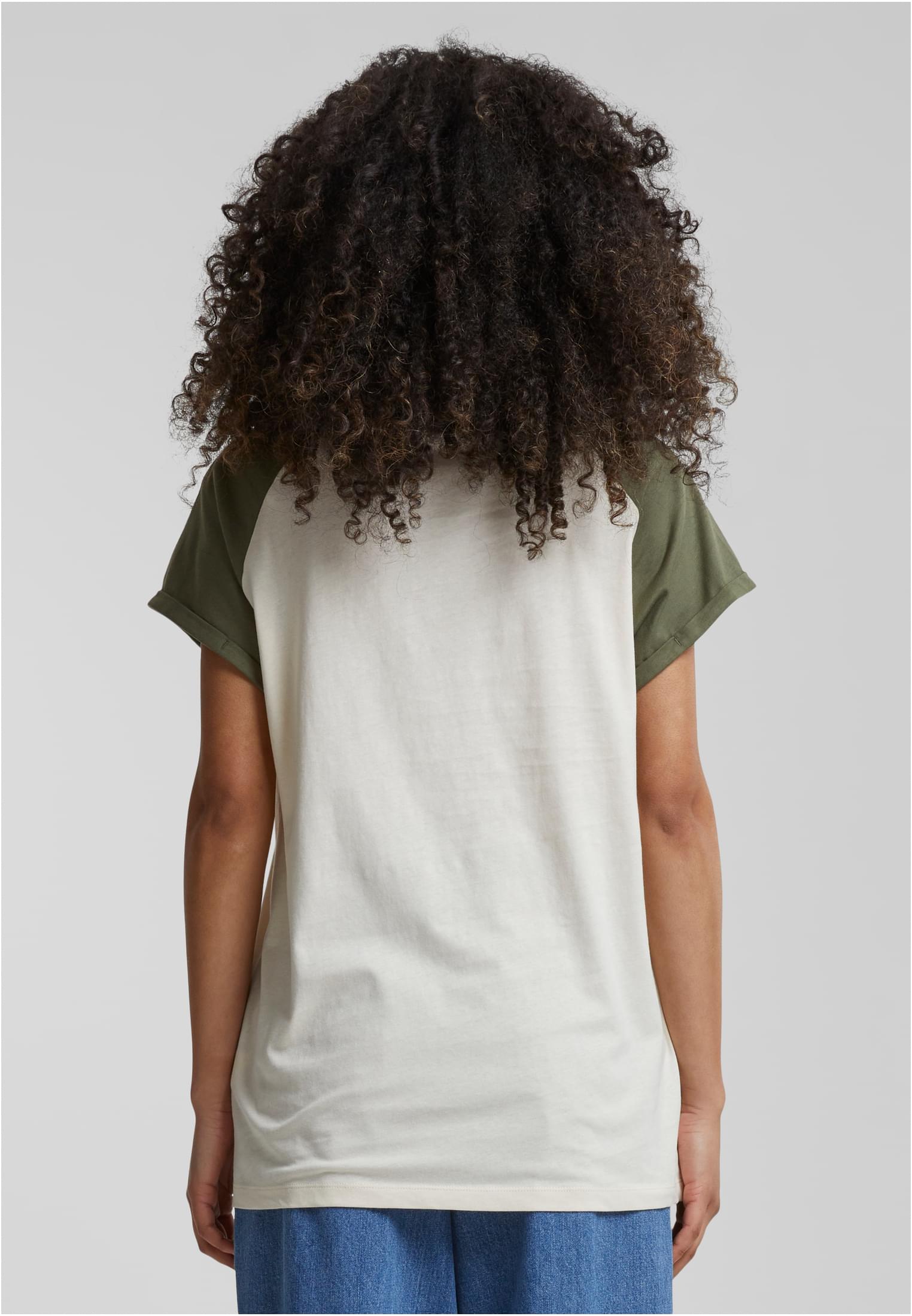 T-shirts contrast femmes Raglan blanchesand/olive 3XL
 - variant image 1