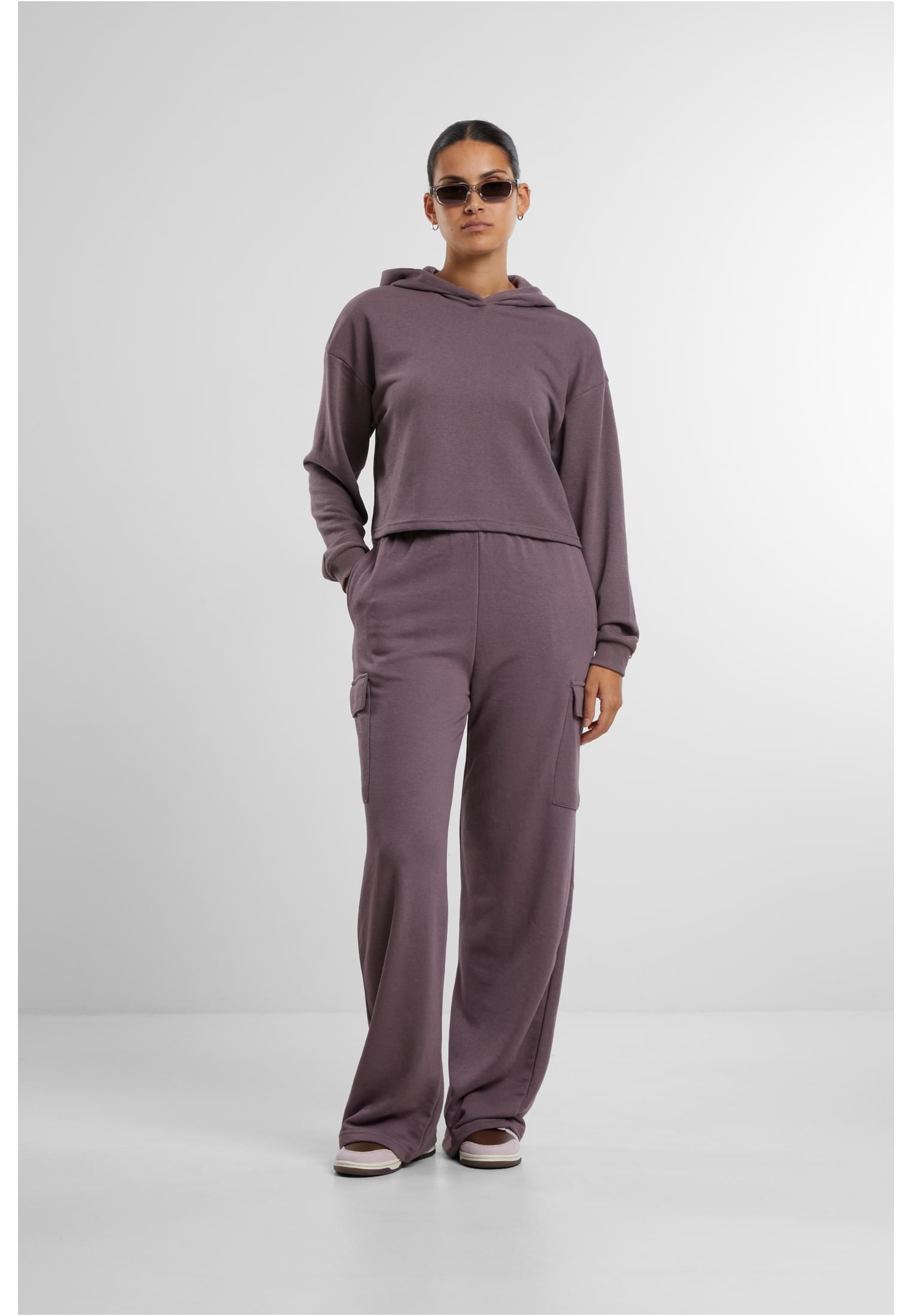 Ladies Oversized Cropped Light Terry Hoodie fadedpurple 3XL - variant image 2