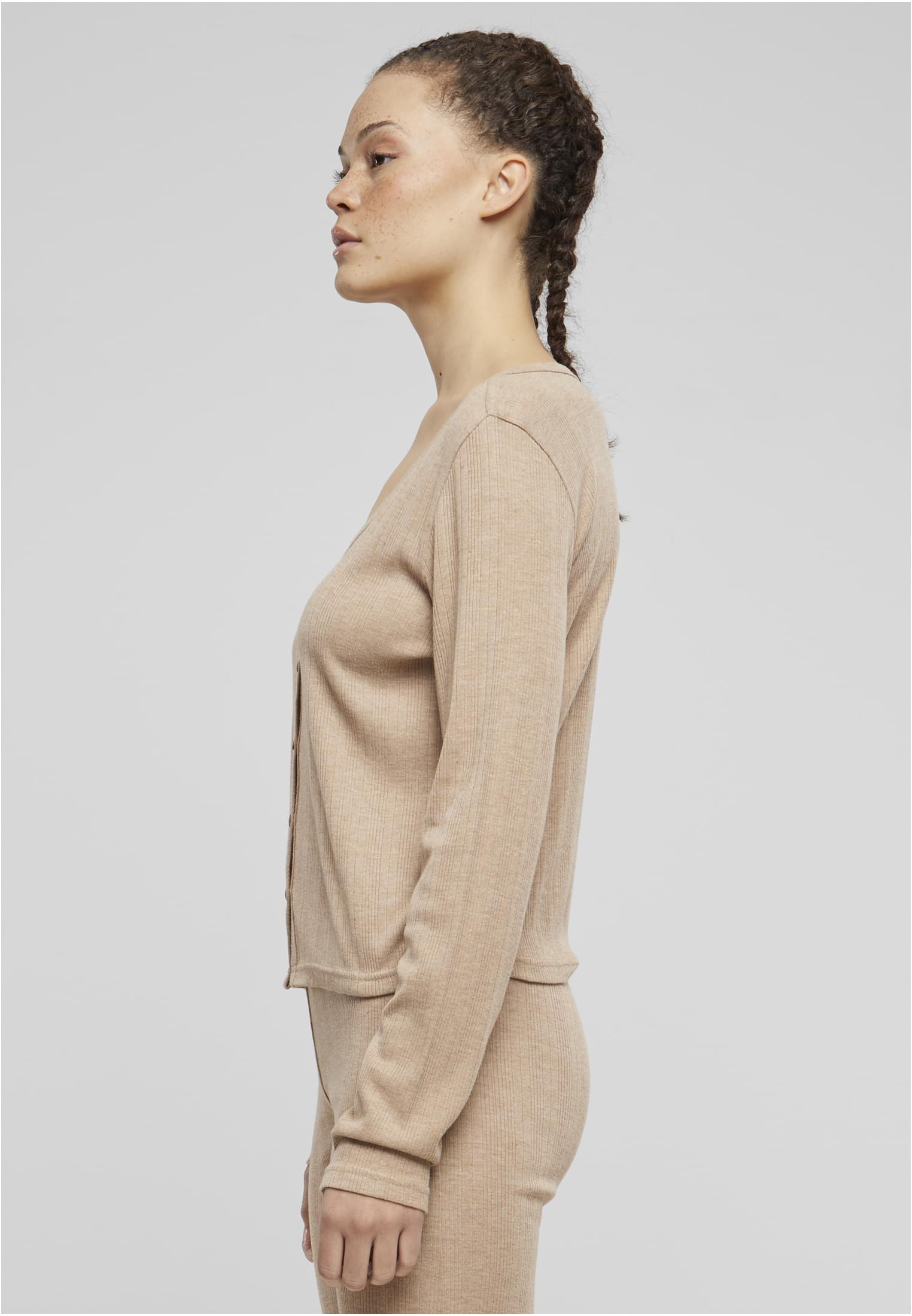 Ladies Rib Cardigan beigemelange L - variant image 1