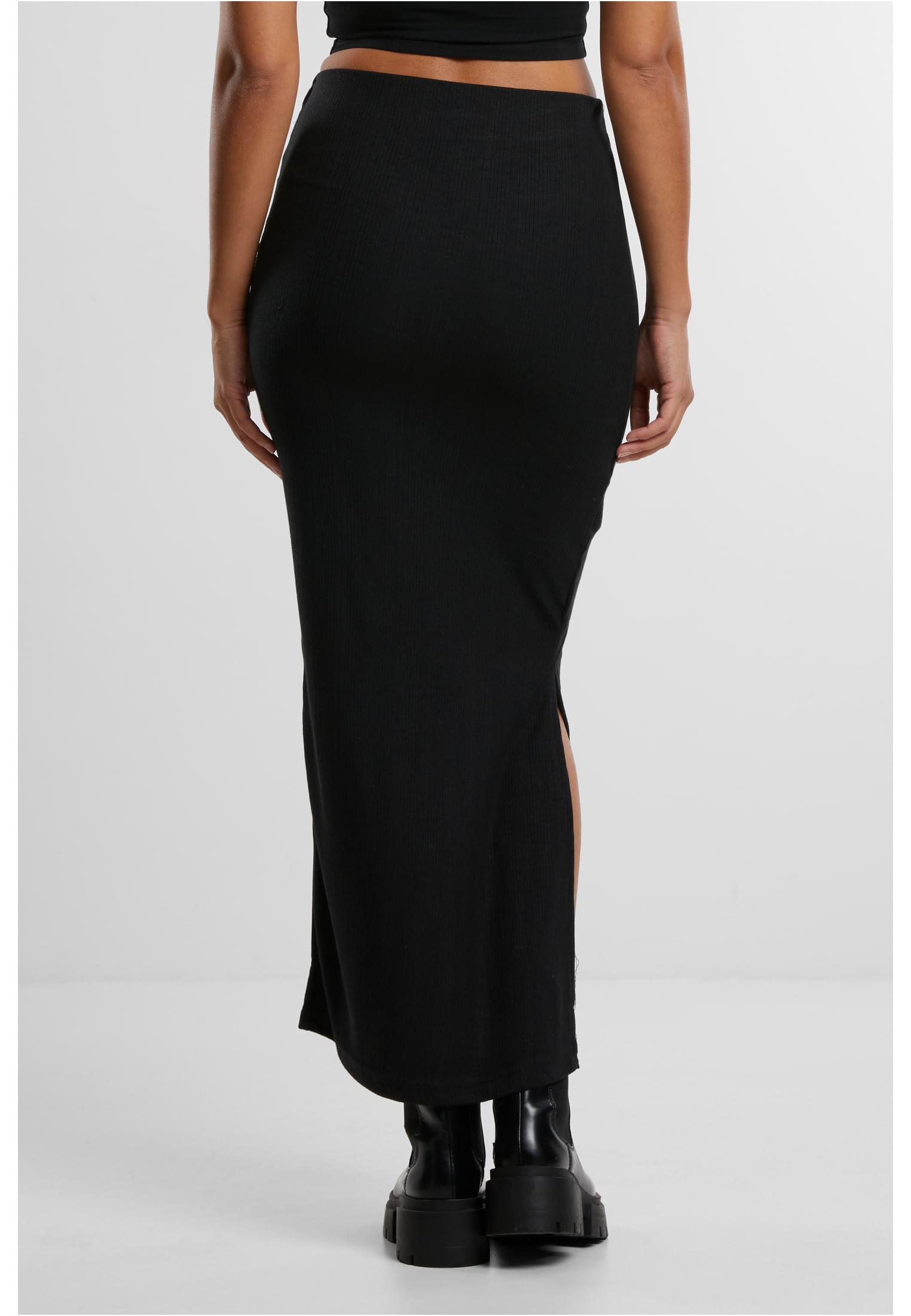 Ladies Rib High Slit Skirt black L - variant image 2