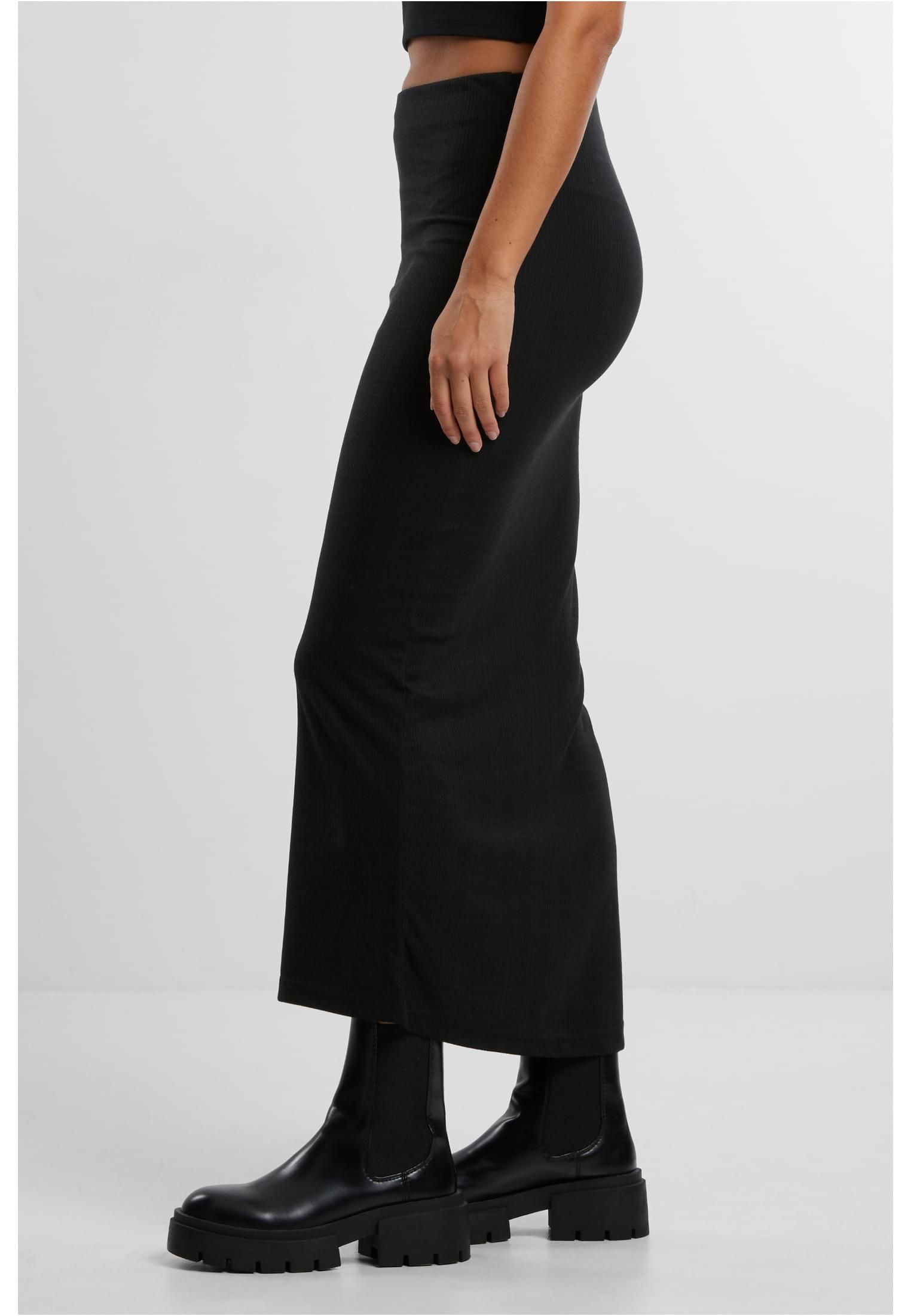 Ladies Rib High Slit Skirt black L - variant image 1