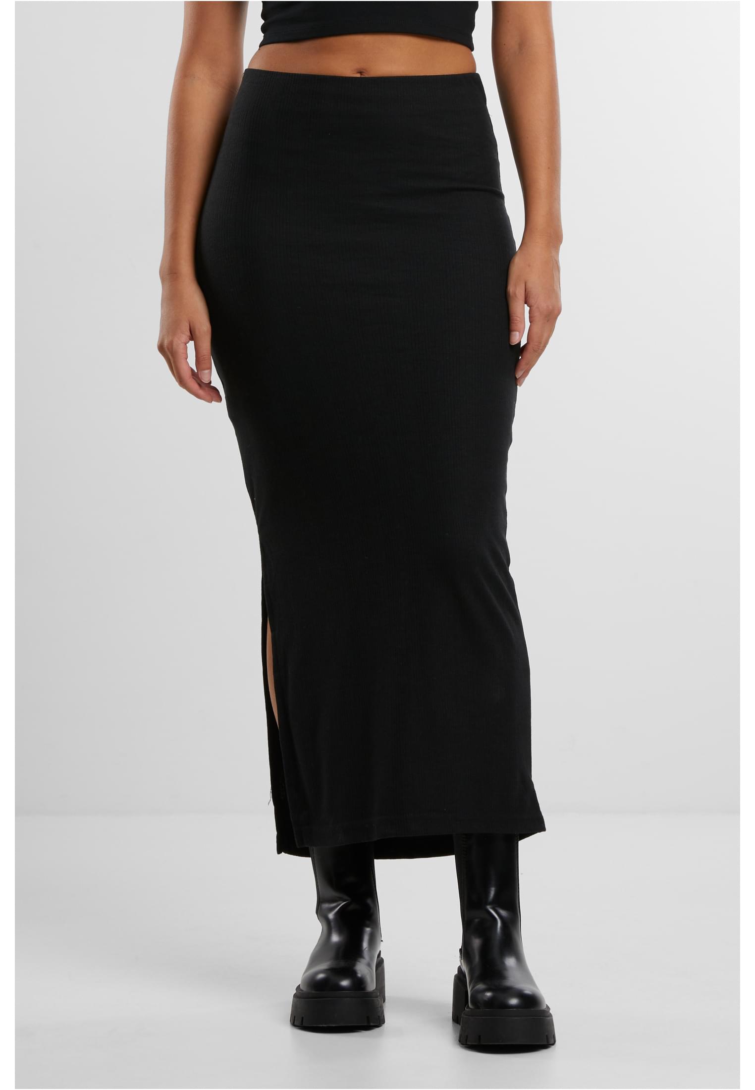 Ladies Rib High Slit Skirt black L - alternate variant 1