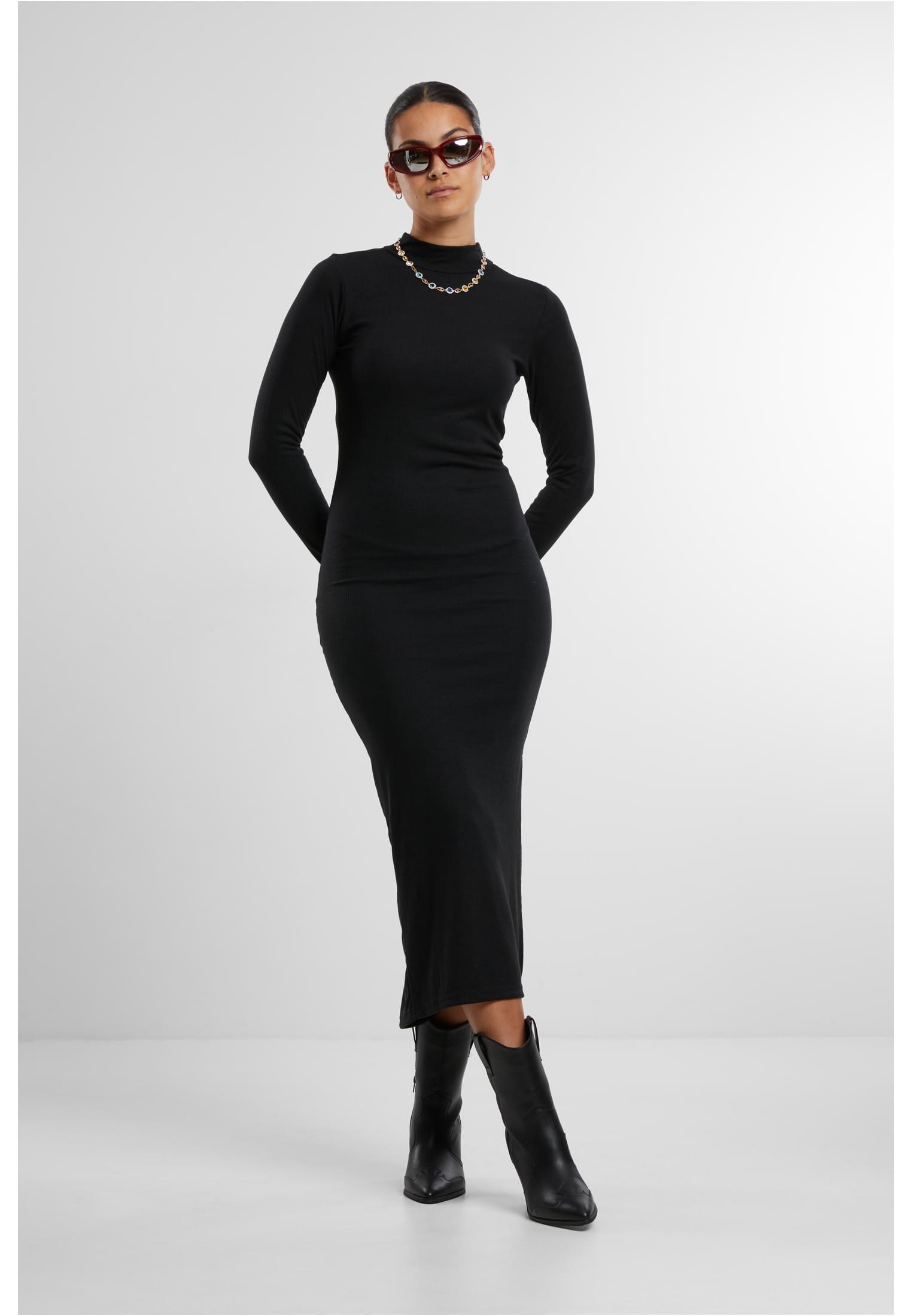 Ladies Rib Longlseeve Mockneck Dress black L - variant image 4