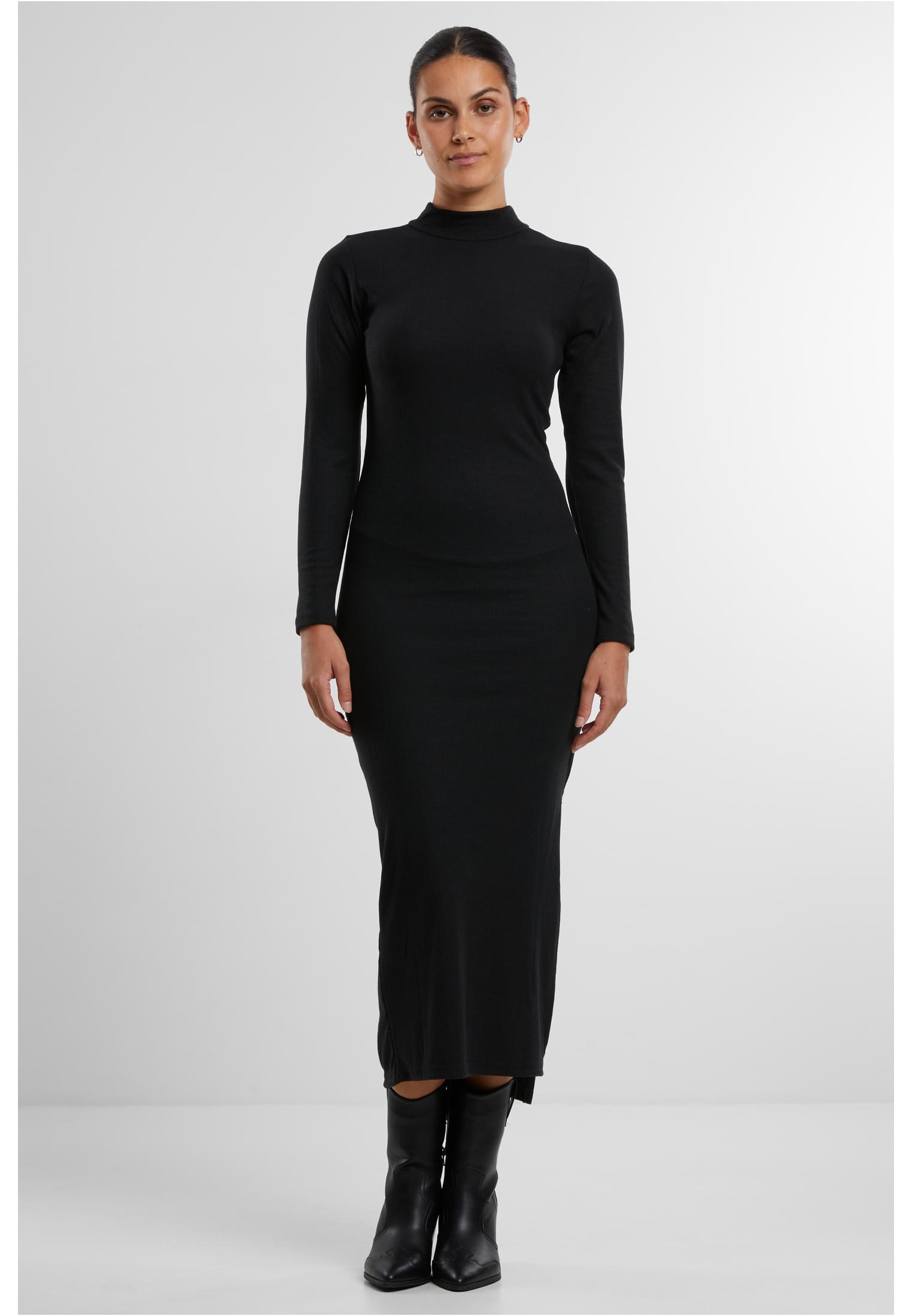 Ladies Rib Longlseeve Mockneck Dress black L - alternate variant 1