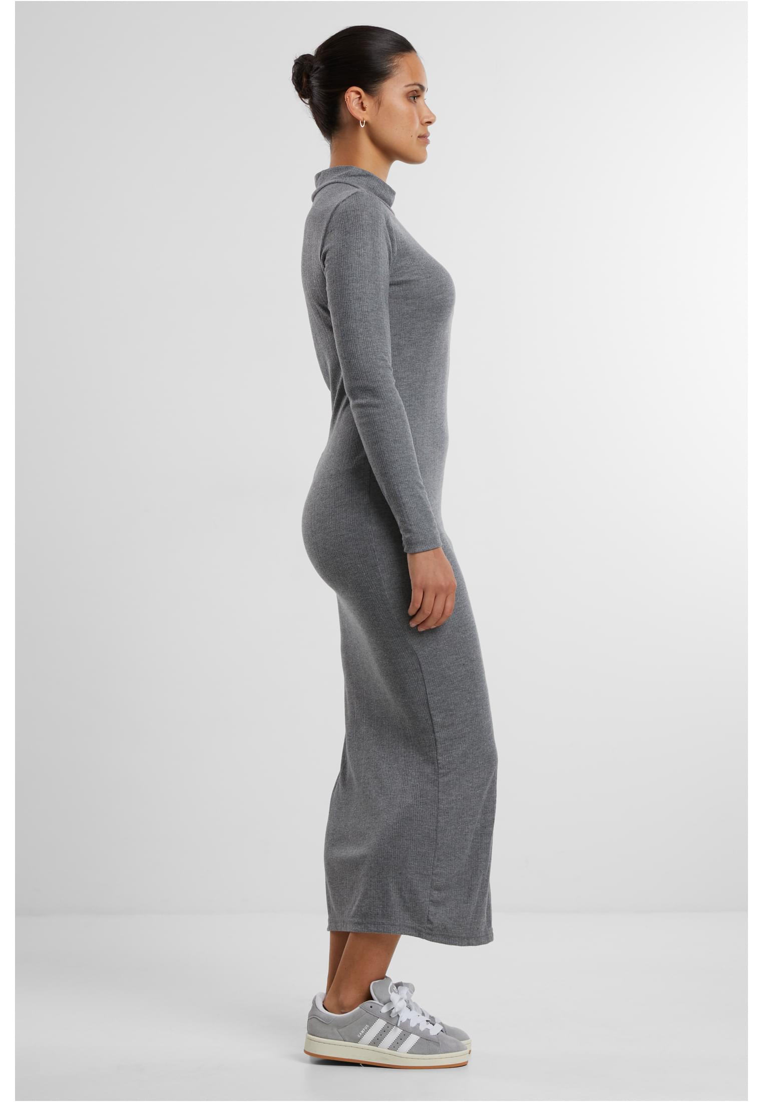 Ladies Rib Longlseeve Mockneck Dress darkgreymelange L - variant image 3