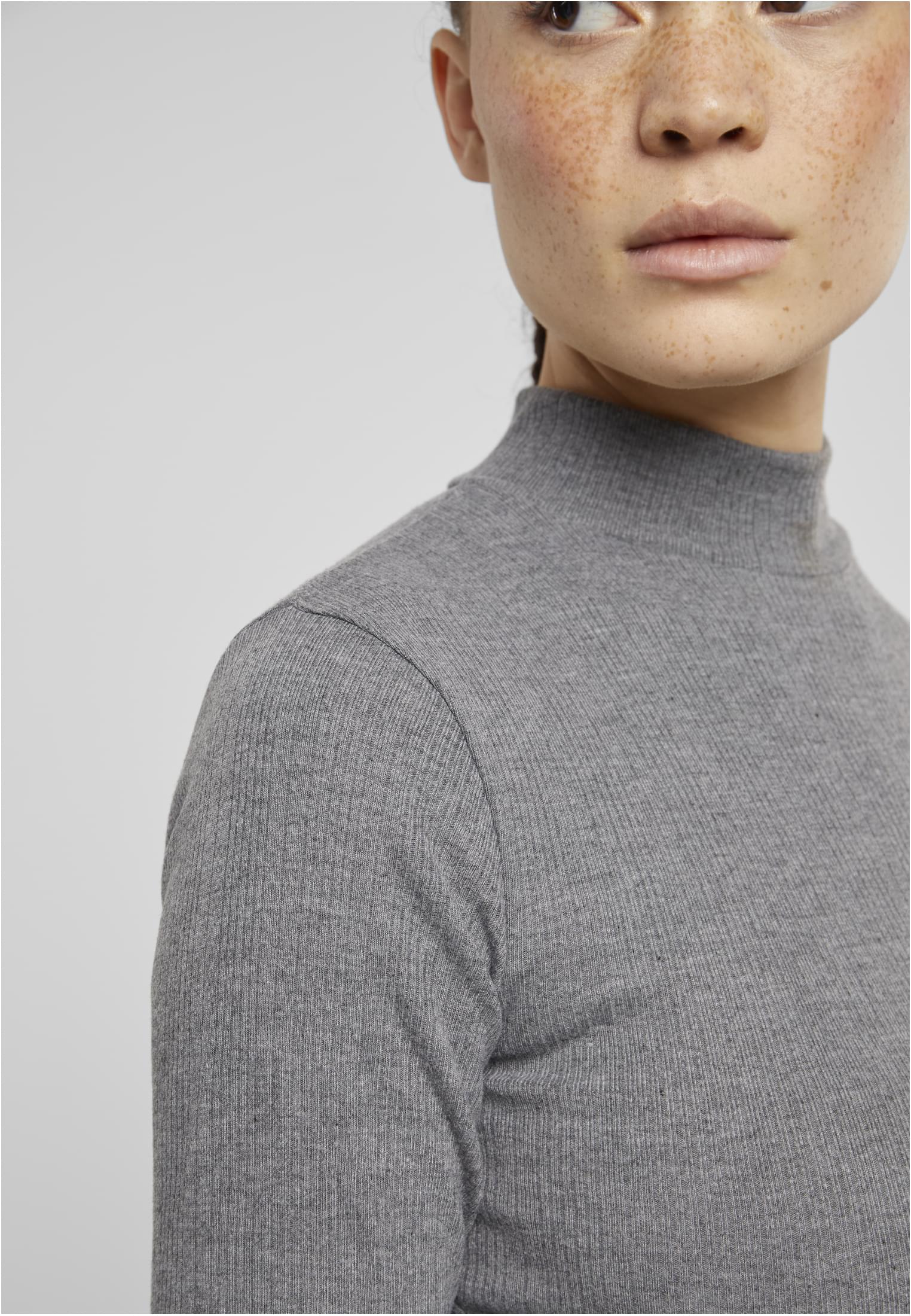 Ladies Rib Longlseeve Mockneck Dress darkgreymelange L - variant image 4