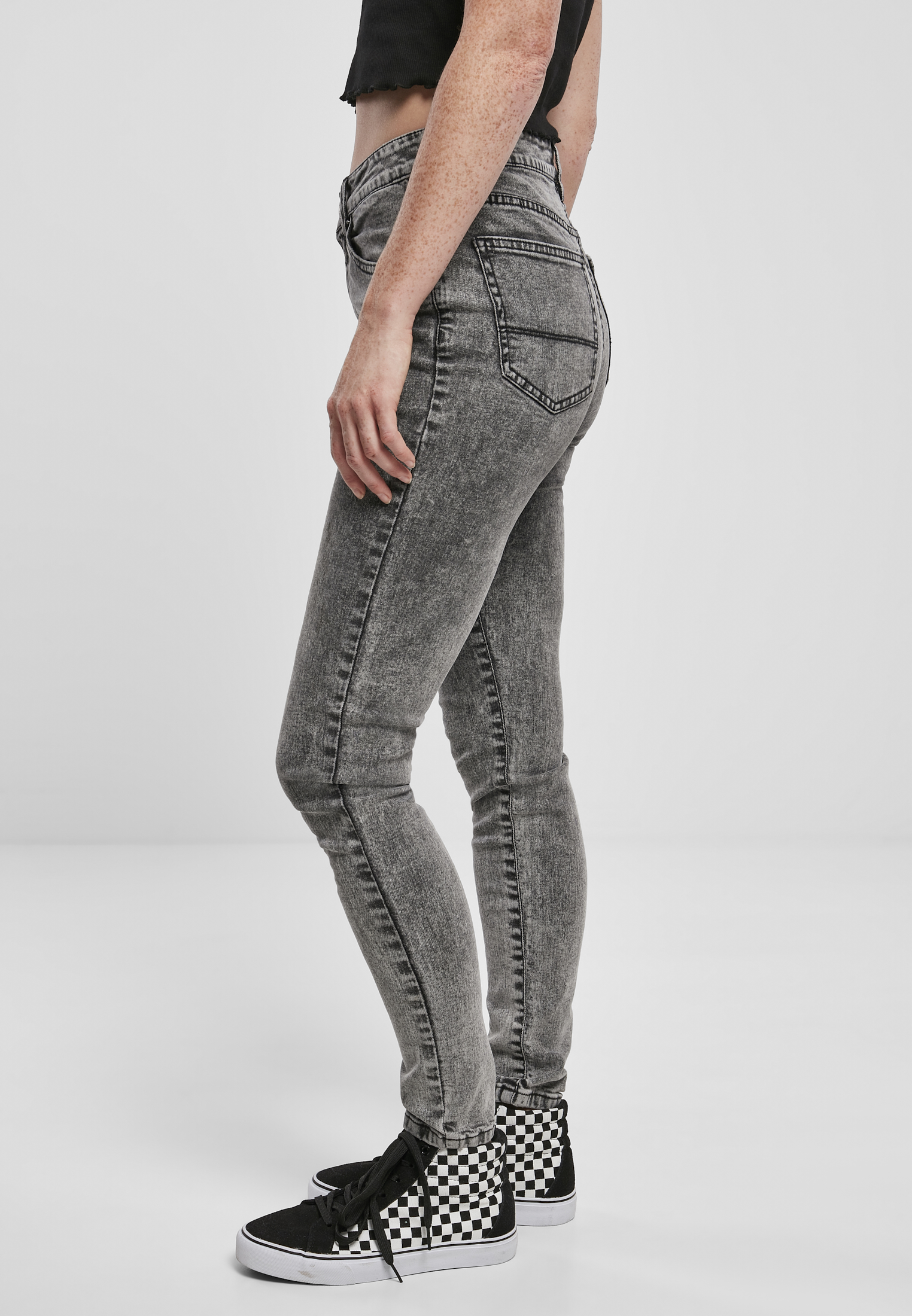 Ladies High Waist Skinny Jeans black heavy acid washed 30/32 - variant image 1