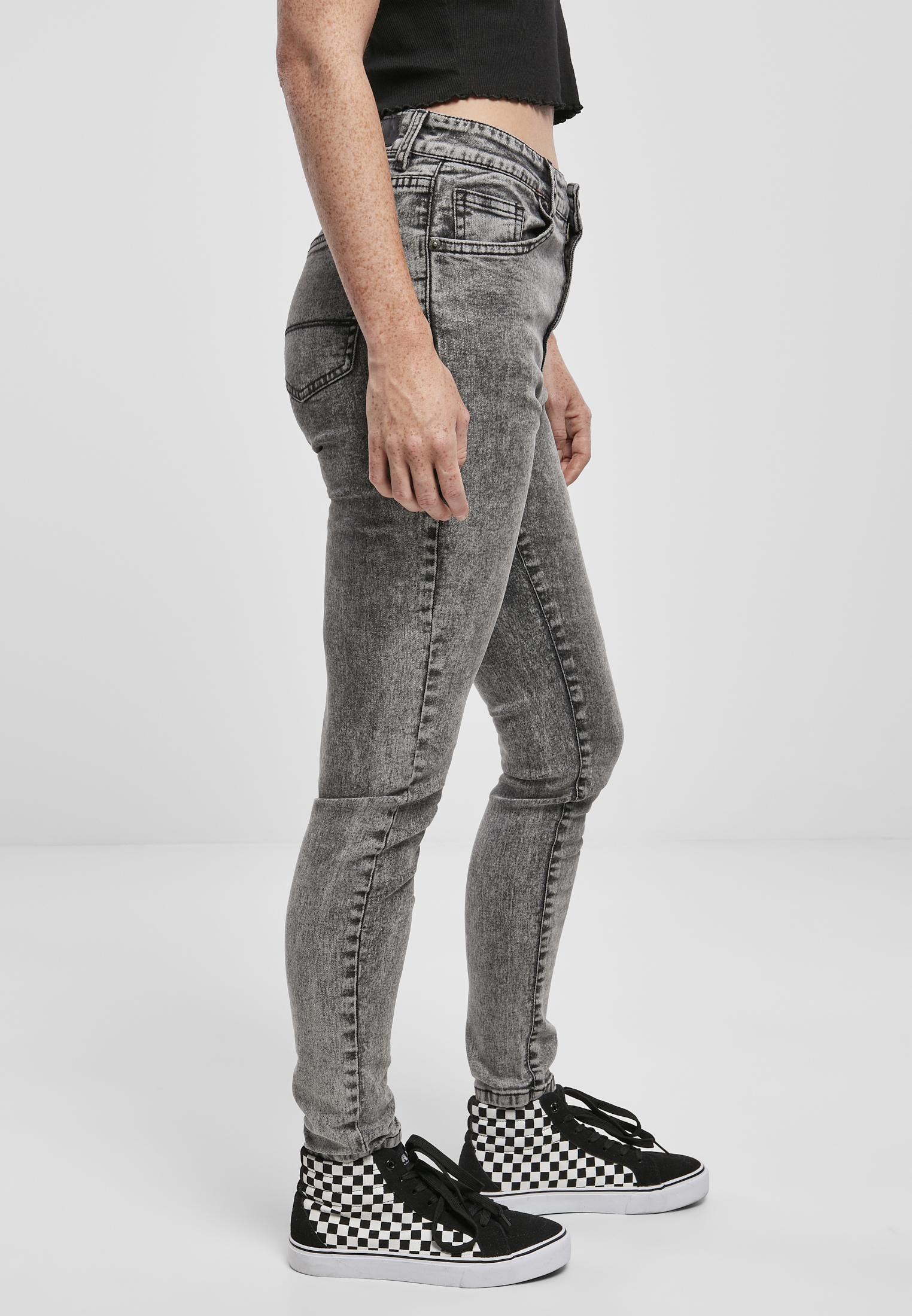Ladies High Waist Skinny Jeans black heavy acid washed 30/32 - variant image 4