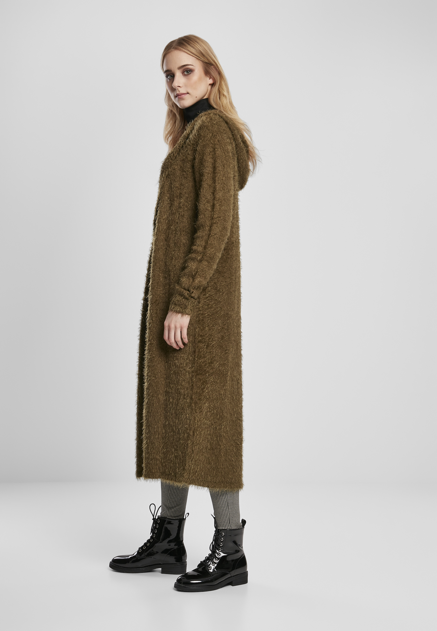 Ladies Hooded Feather Cardigan summerolive L - variant image 1