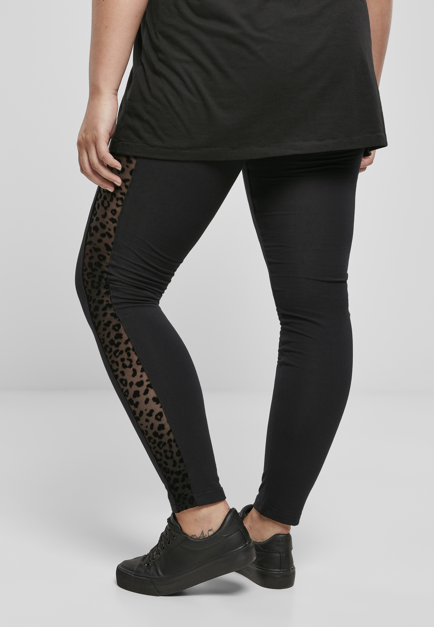 Ladies Flock Lace Stripe Leggings black 3XL - variant image 2