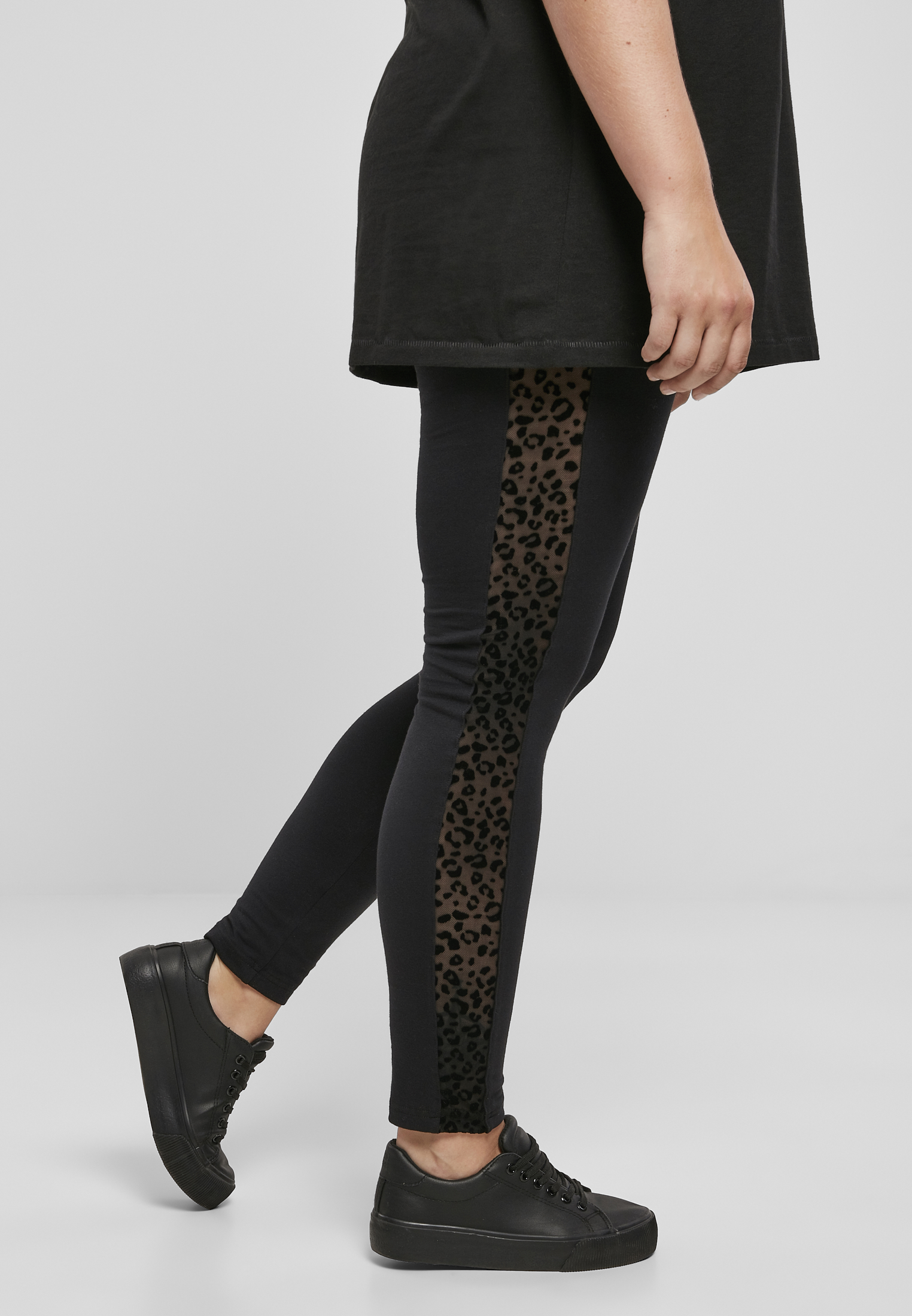 Ladies Flock Lace Stripe Leggings black 3XL - variant image 3